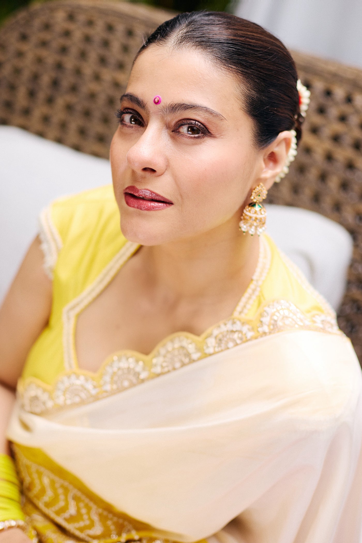 Ivory & Pink Gajji Silk Saree Set