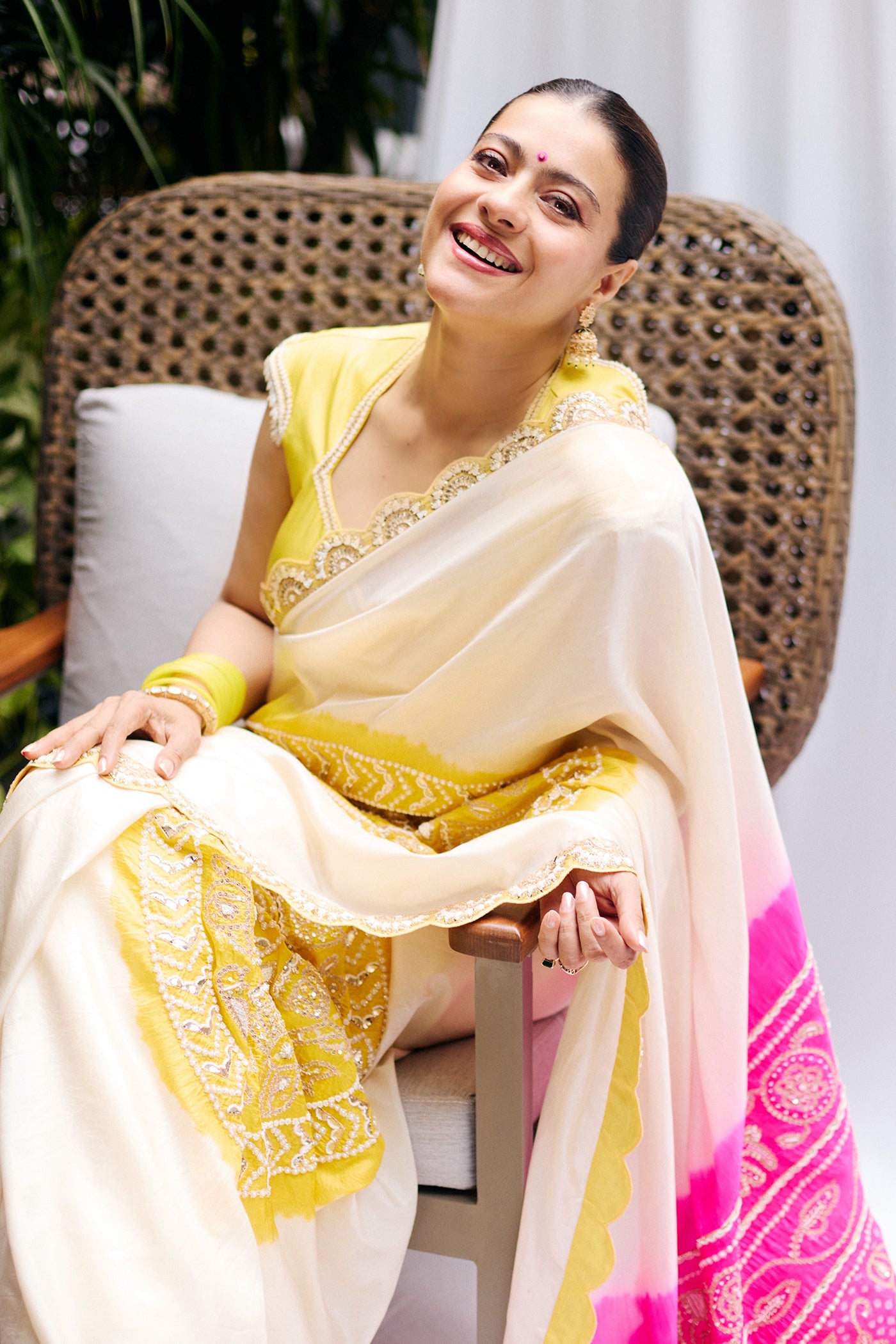 Ivory & Pink Gajji Silk Saree Set