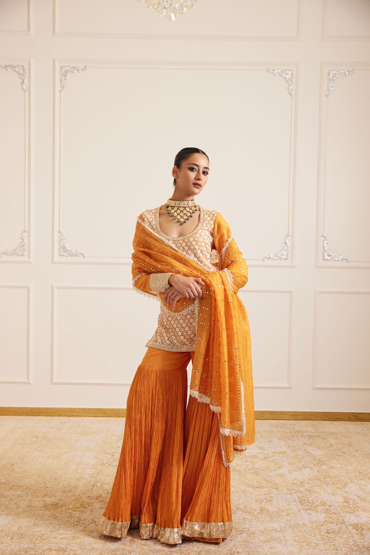 Marigold Sharara Set With Dupatta