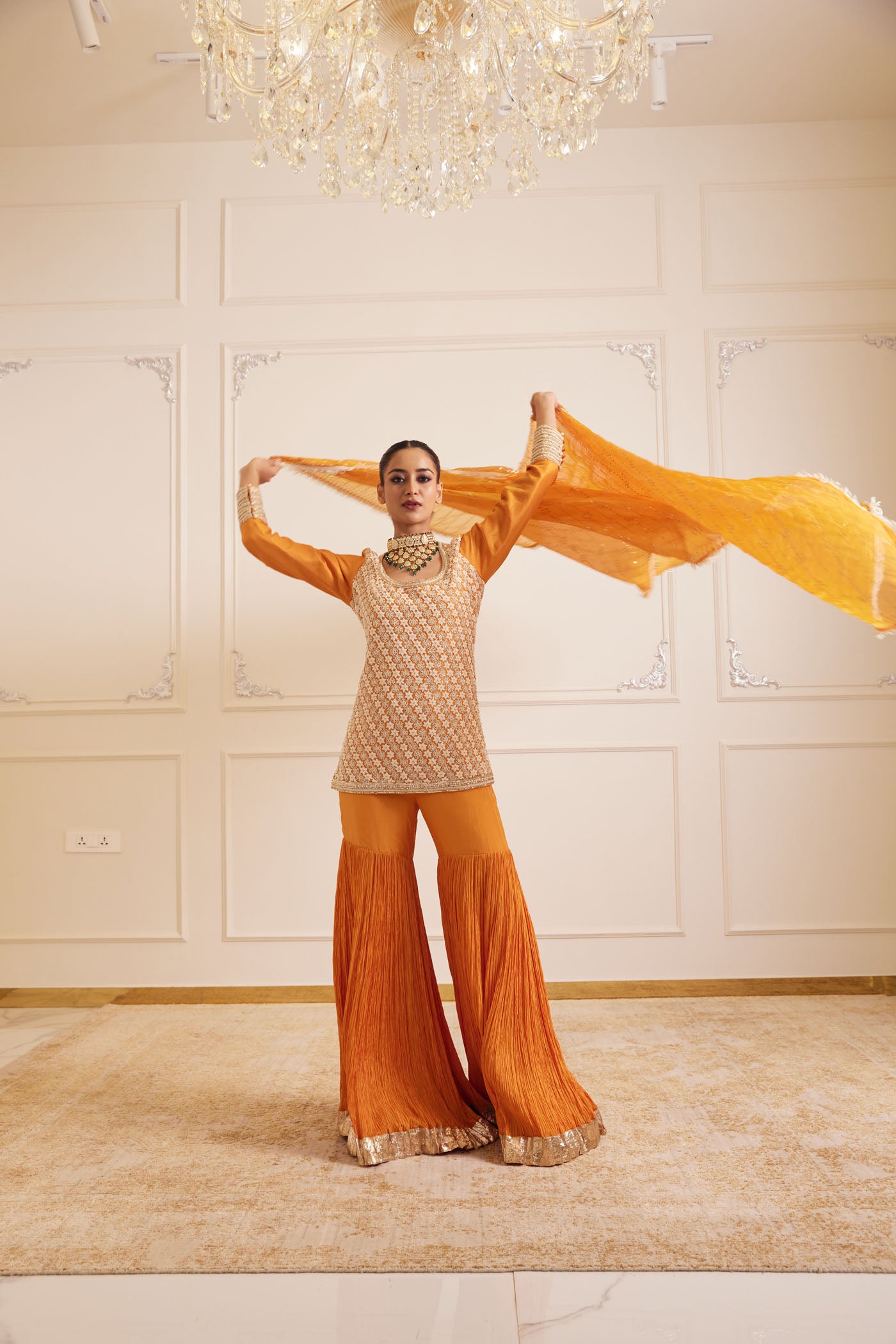 Marigold Sharara Set With Dupatta