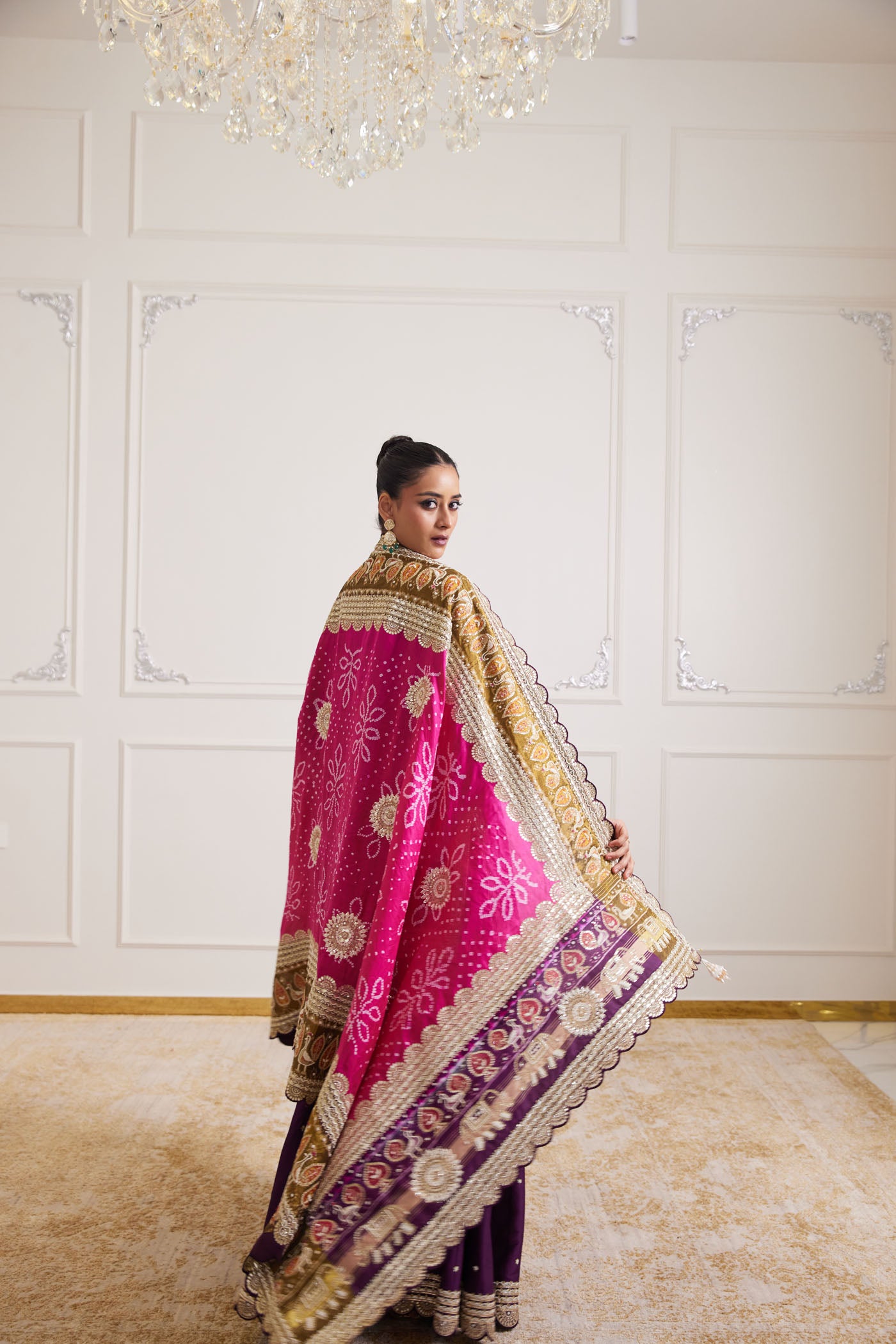 Plum Embellished Kurta Sharara Set With Dupatta