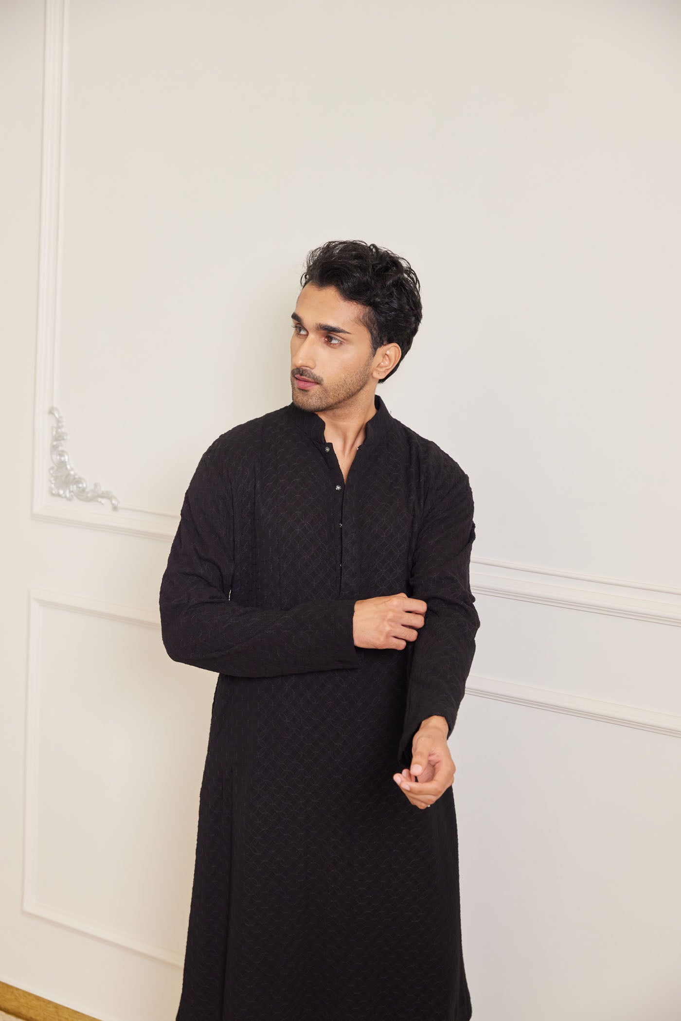 Midnight Black Chikankari Kurta Set With Dupatta