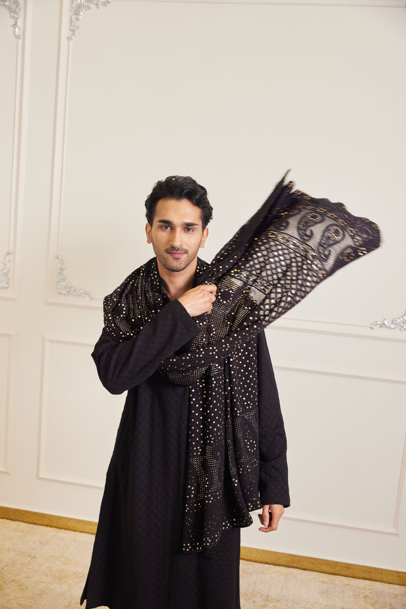 Midnight Black Chikankari Kurta Set With Dupatta