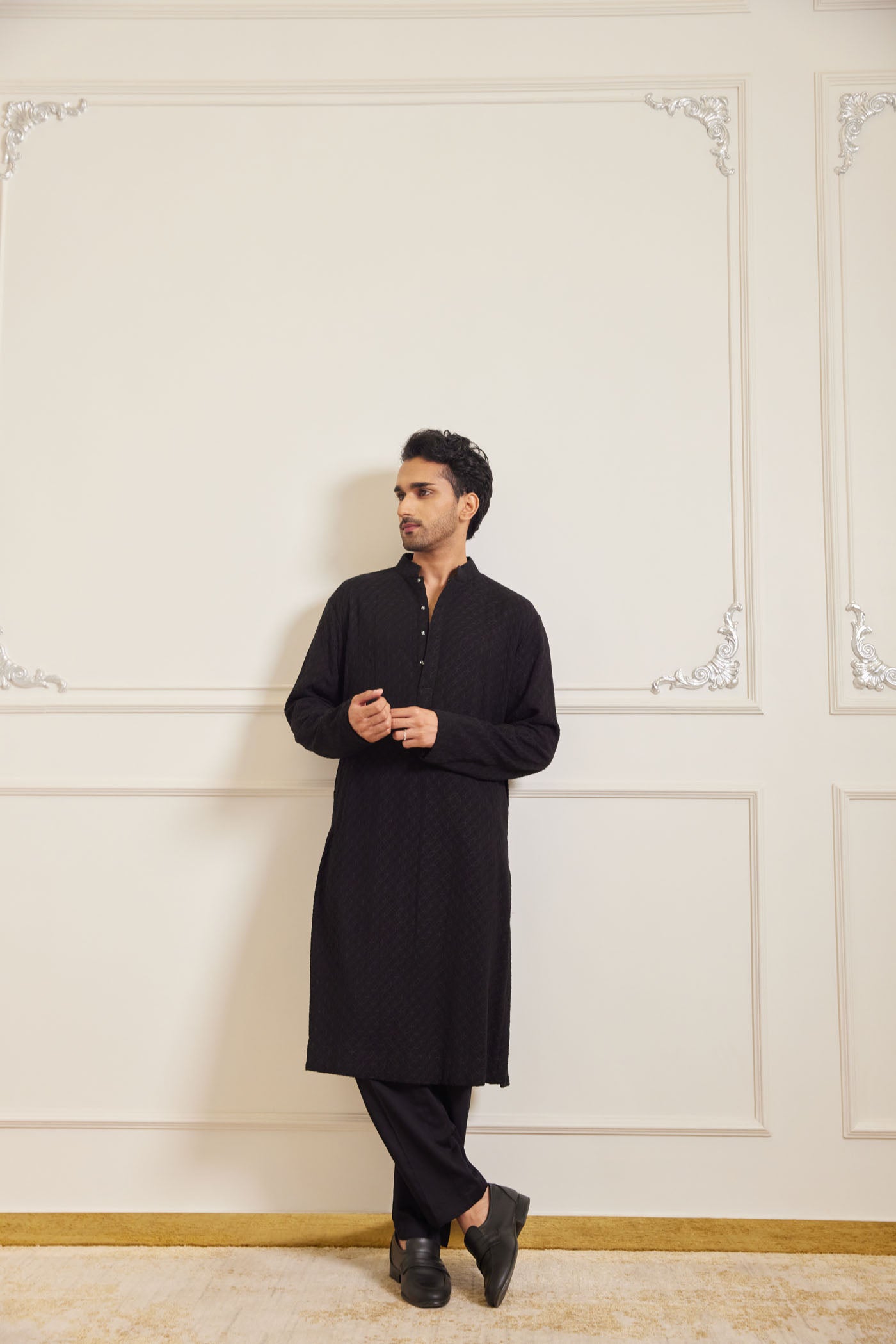 Midnight Black Chikankari Kurta Set With Dupatta