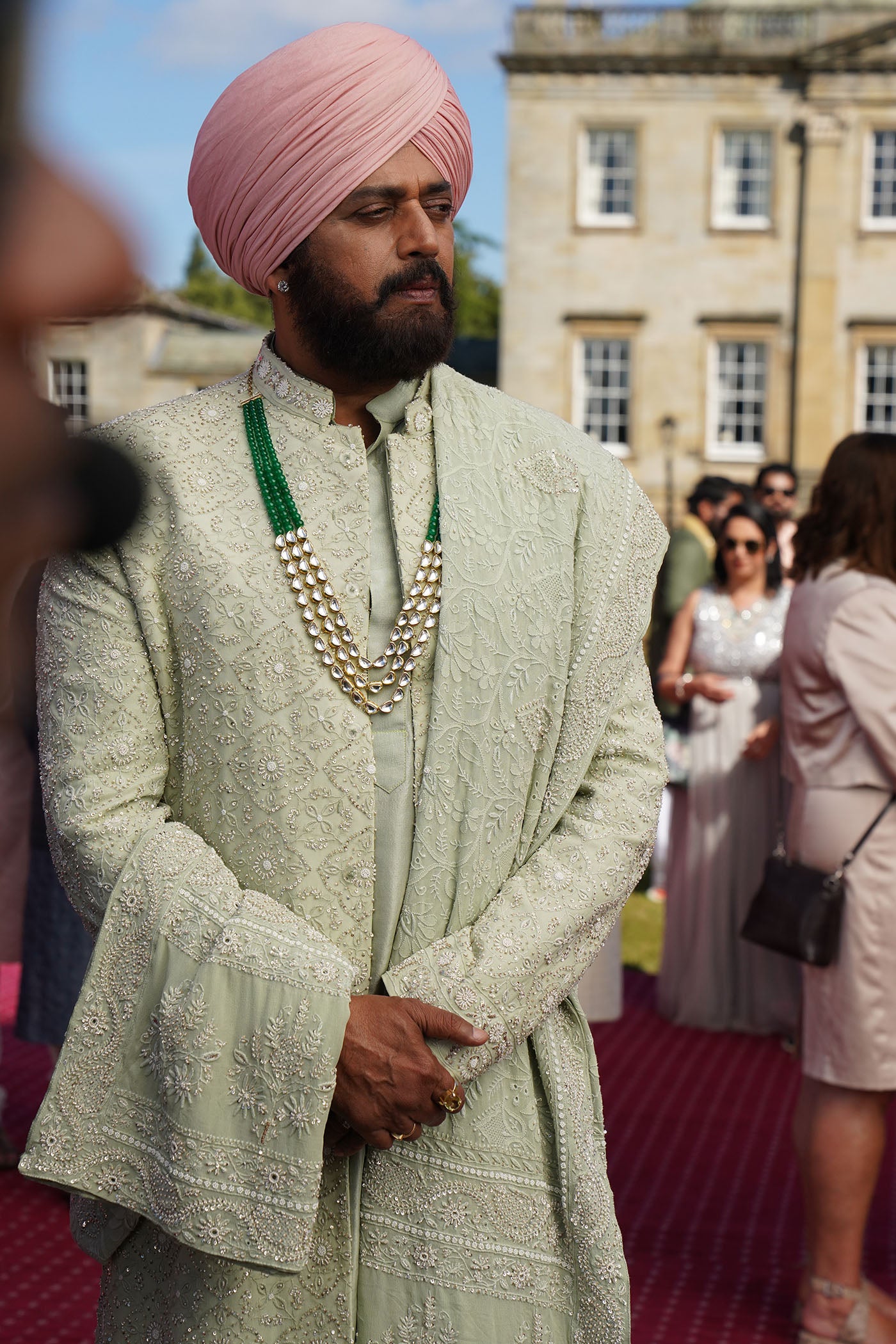 Mint Green Sherwani With Dupatta