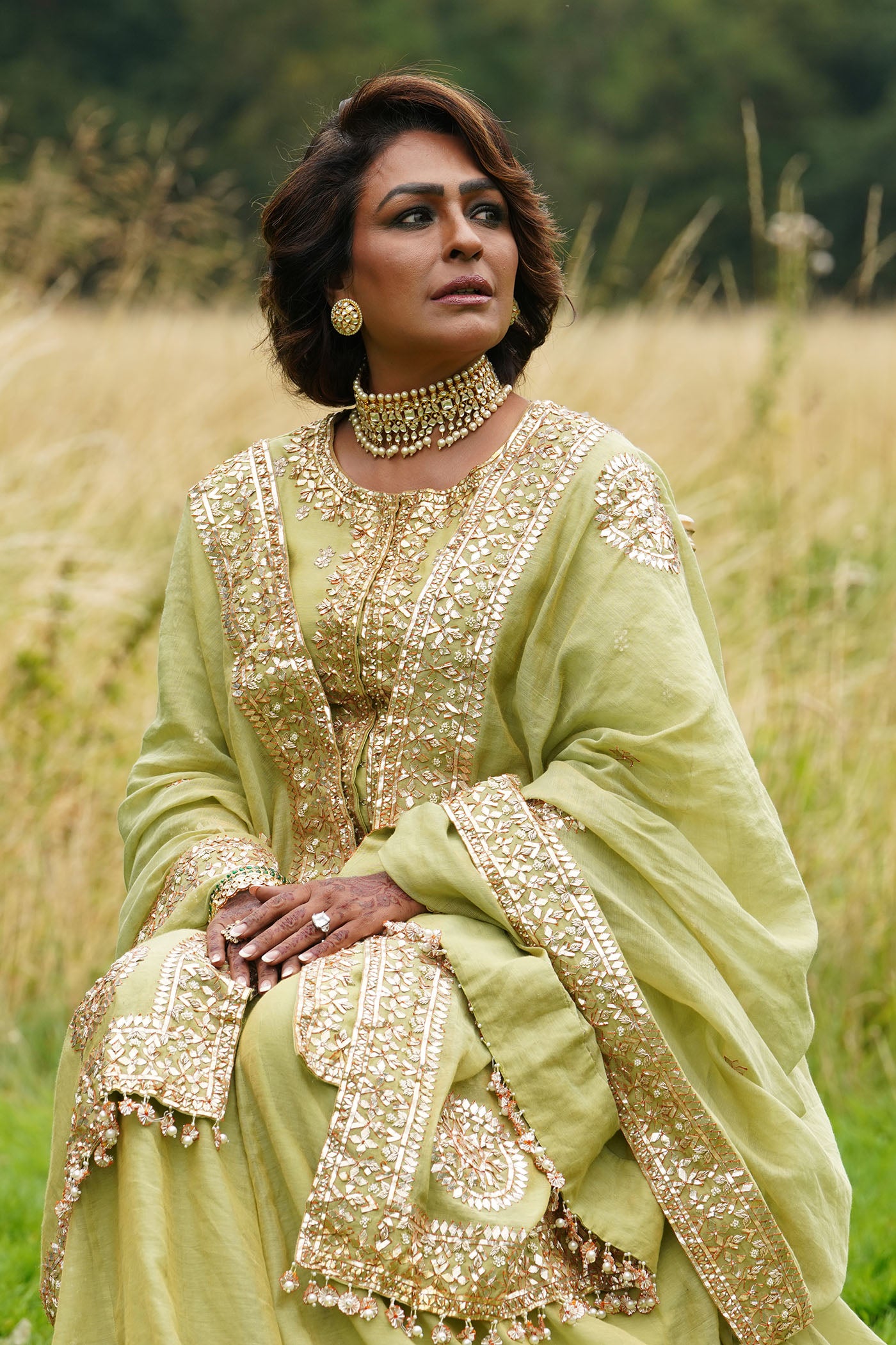 Green Chanderi Sharara Set