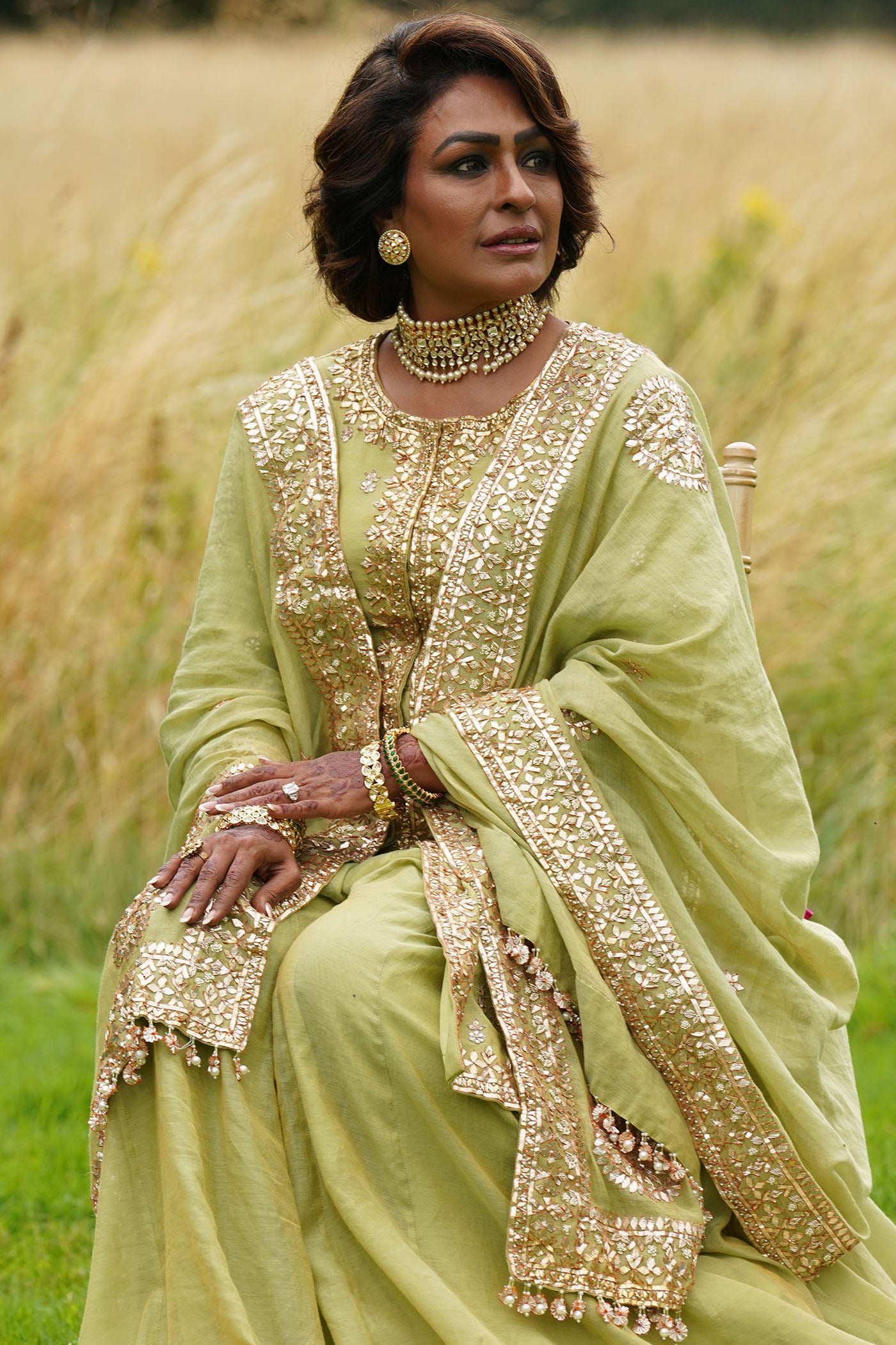 Green Chanderi Sharara Set