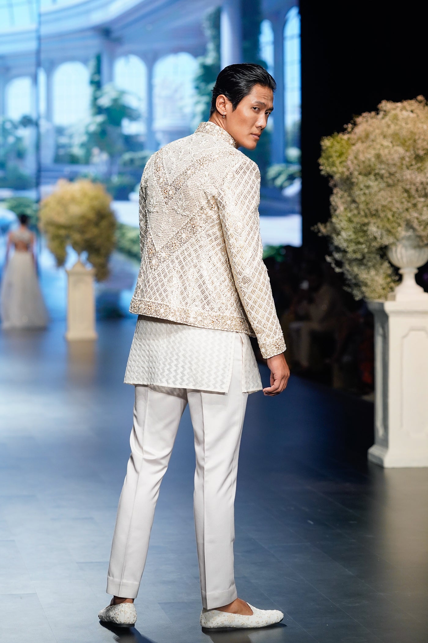Ivory Embellished Bandhgala Jacket Set