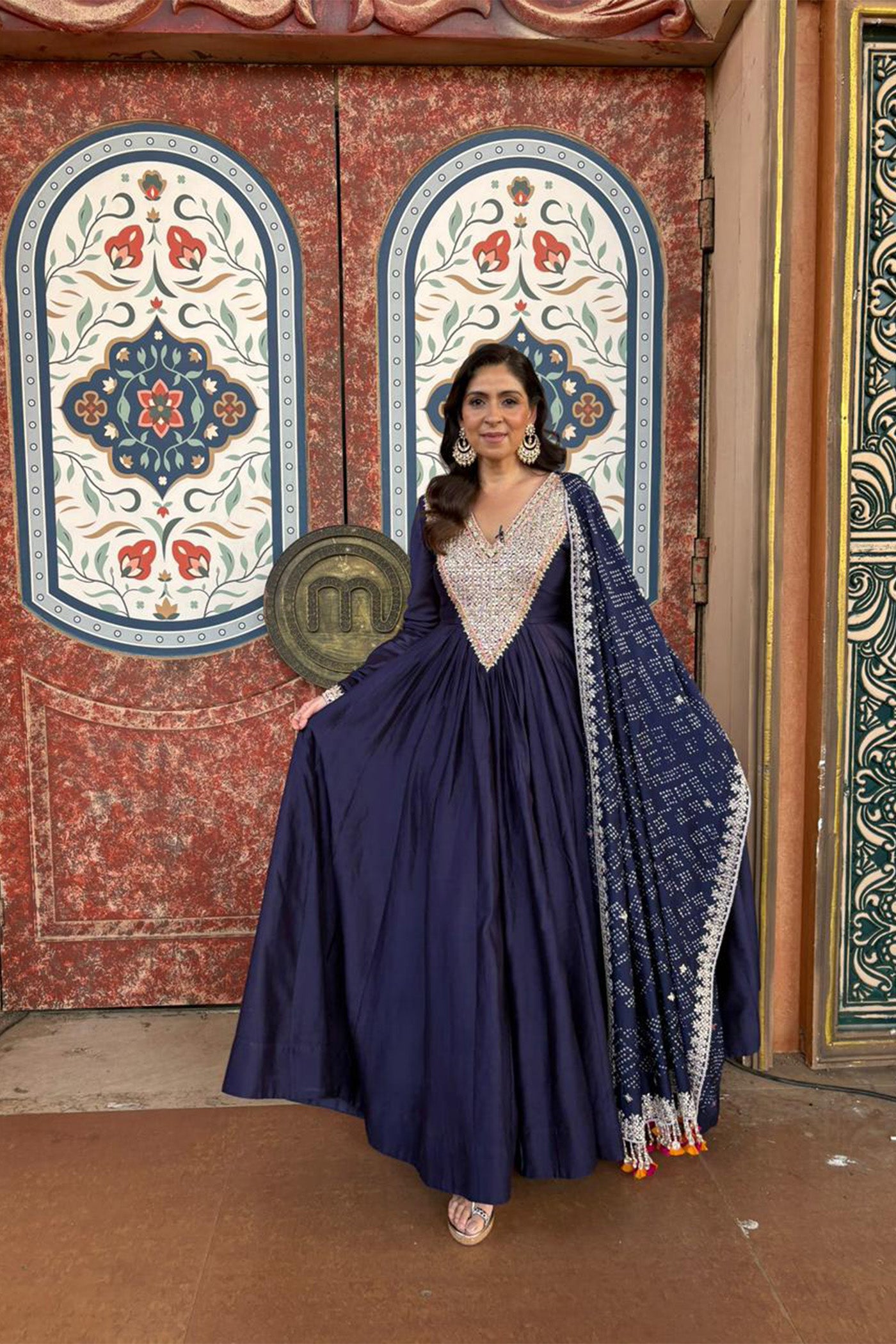 BHAVNA PANDEY In Midnight blue Anarkali Set