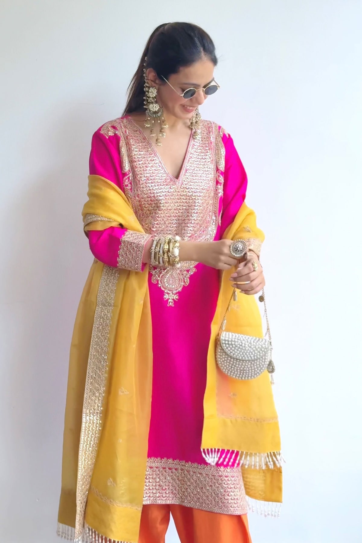 Sneha Adwani In Fuchsia Embroidered Kurta Set