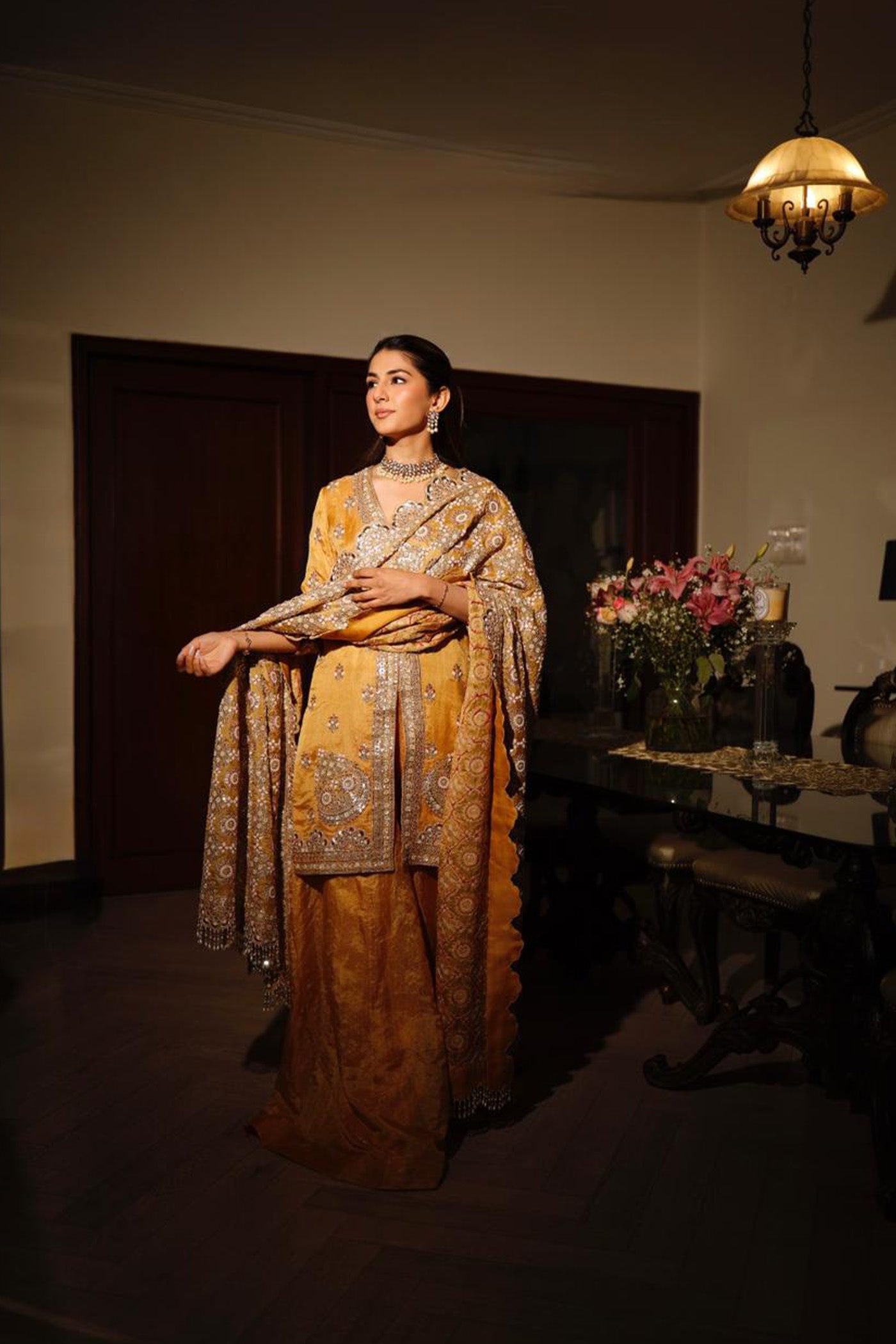 MEHER TALUJA In Mustard kurta sharara set