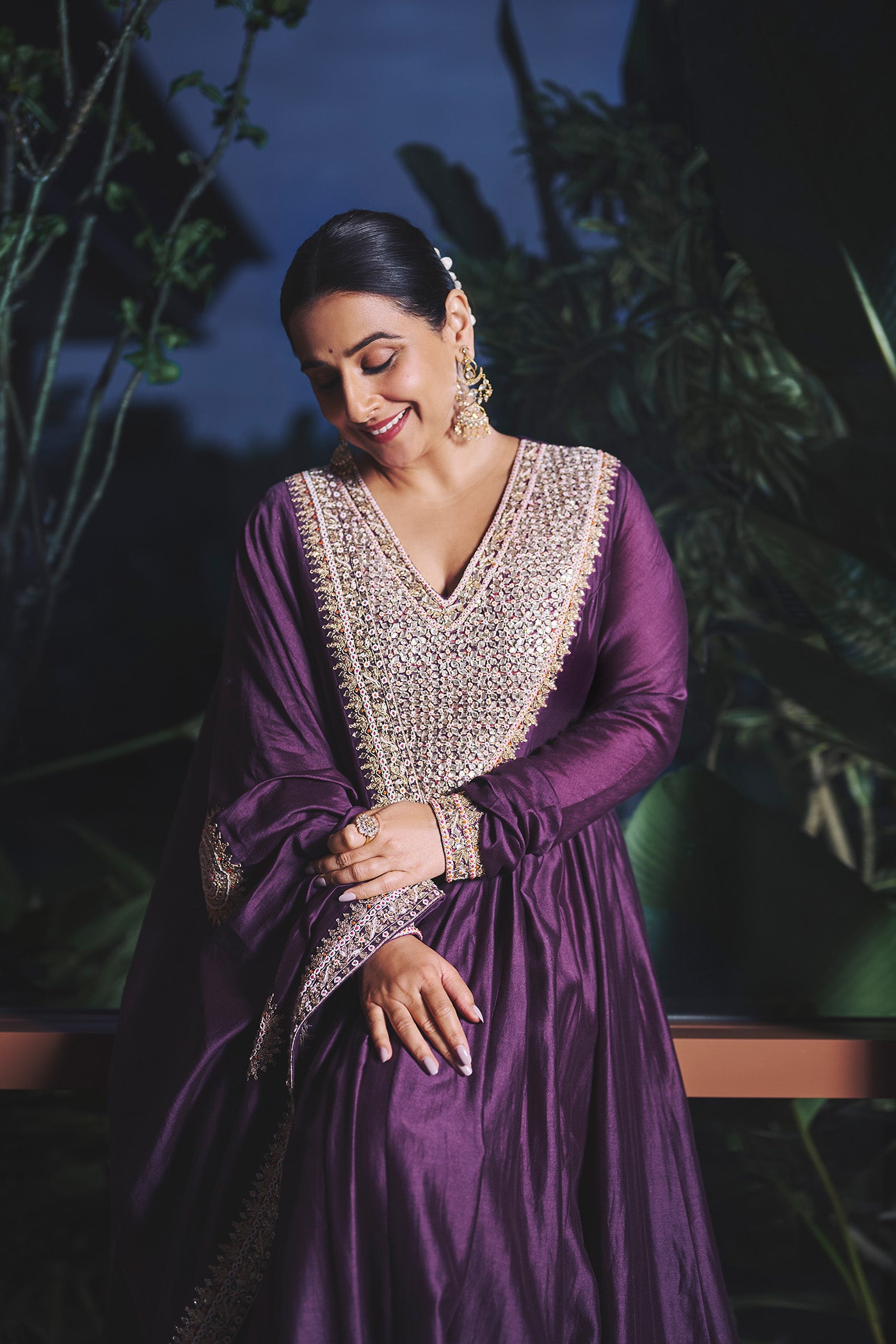 VIDYA BALAN In Violet anarkali Set