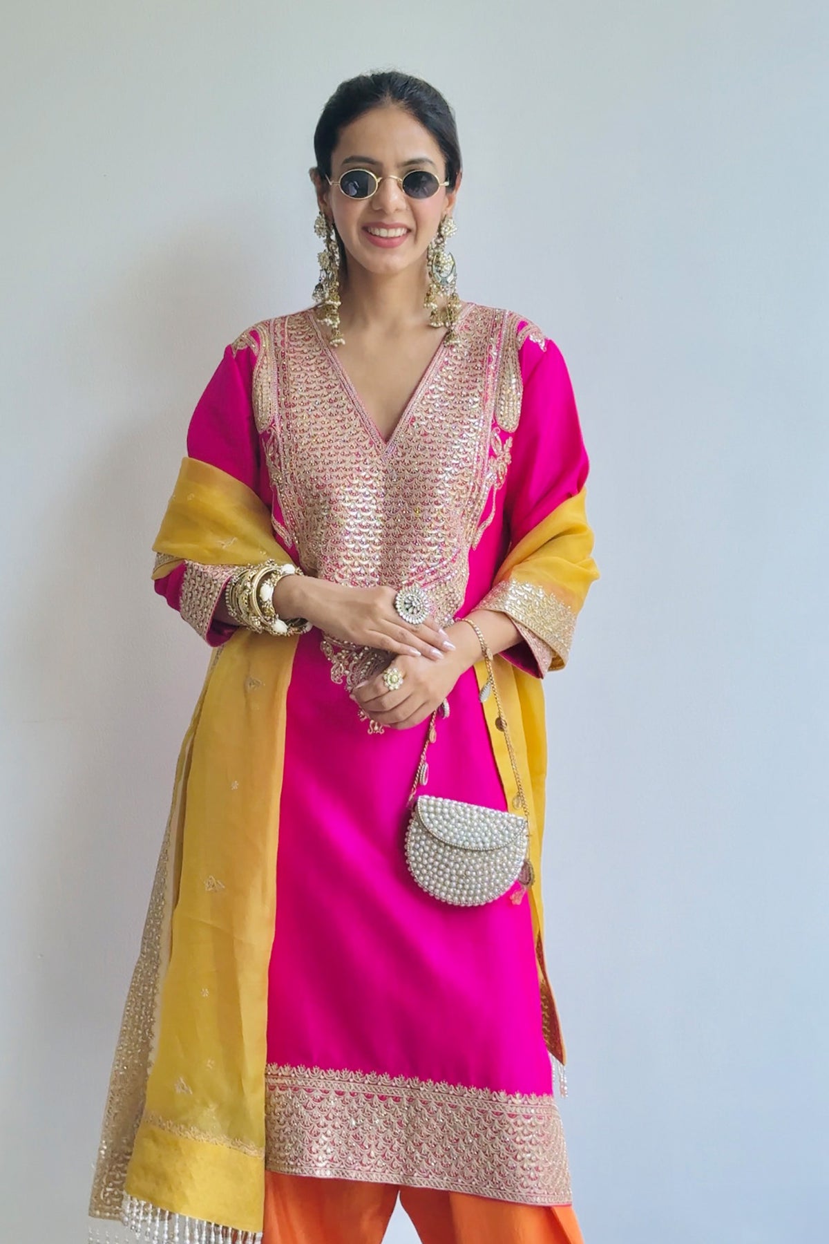 Sneha Adwani In Fuchsia Embroidered Kurta Set