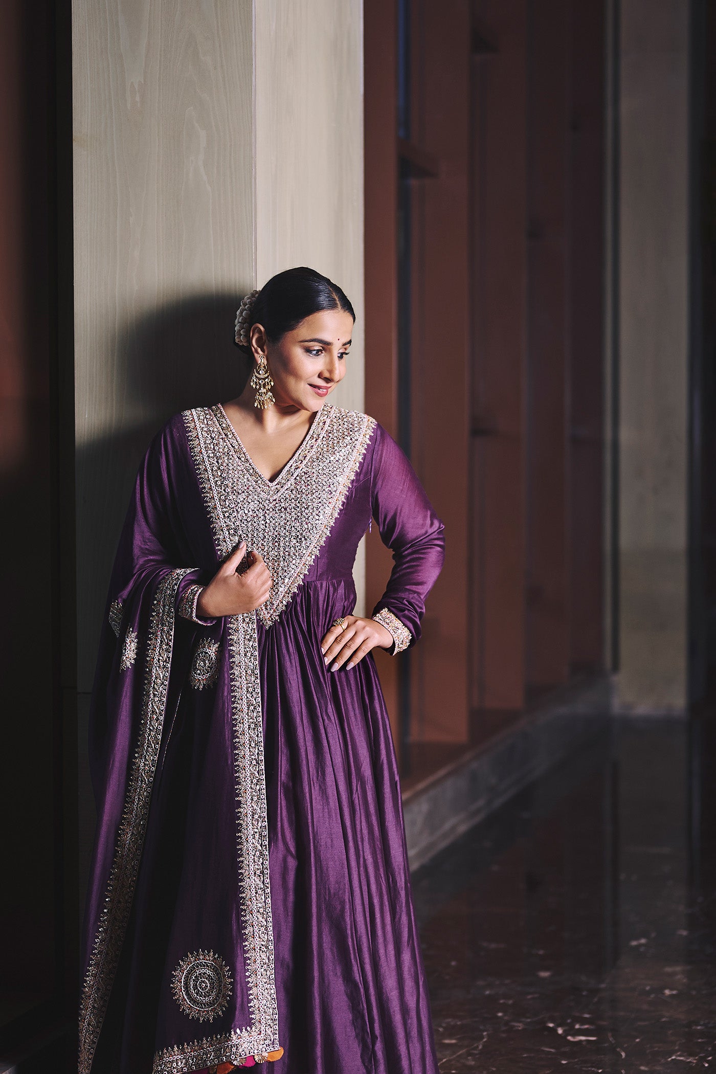 VIDYA BALAN In Violet anarkali Set
