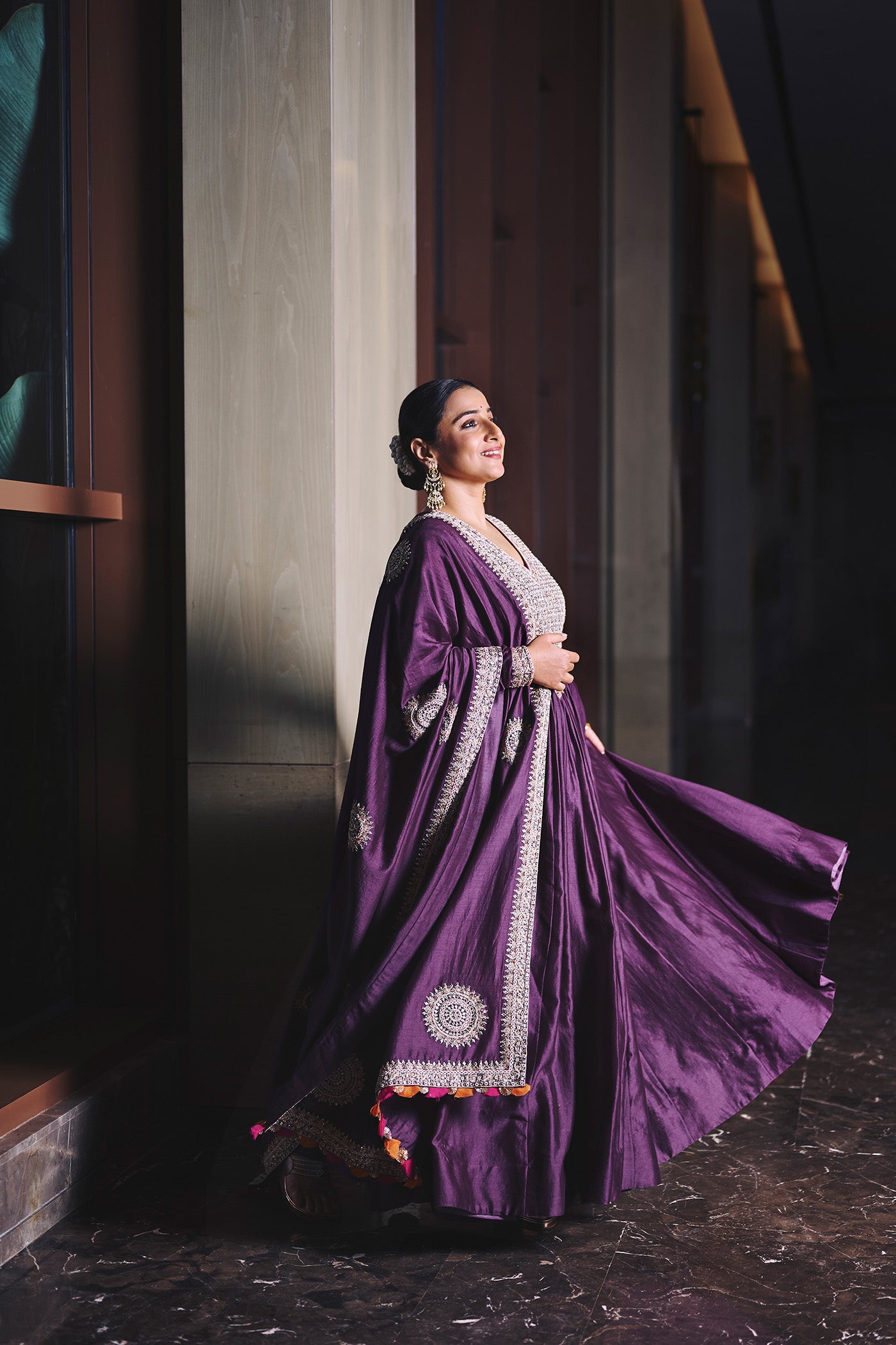 VIDYA BALAN In Violet anarkali Set