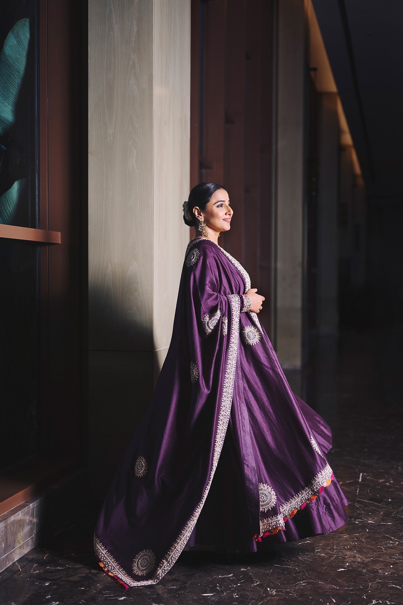 VIDYA BALAN In Violet anarkali Set