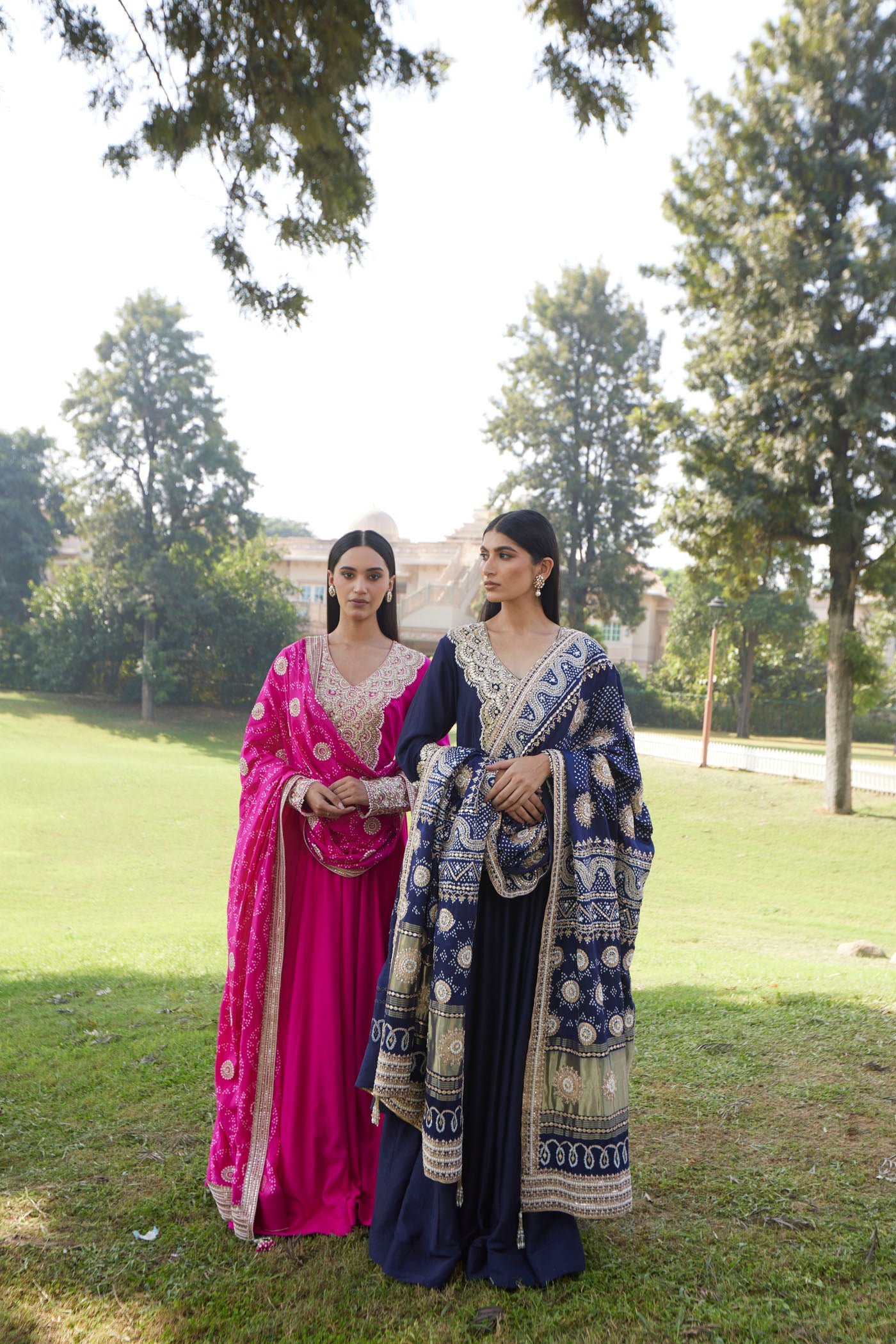 Midnight Blue Moonga Silk Cutdana Work Anarakli Set