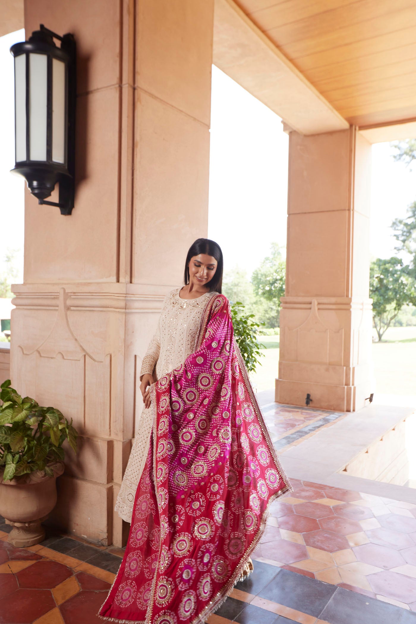 Ivory Chikankari Anarkali Set