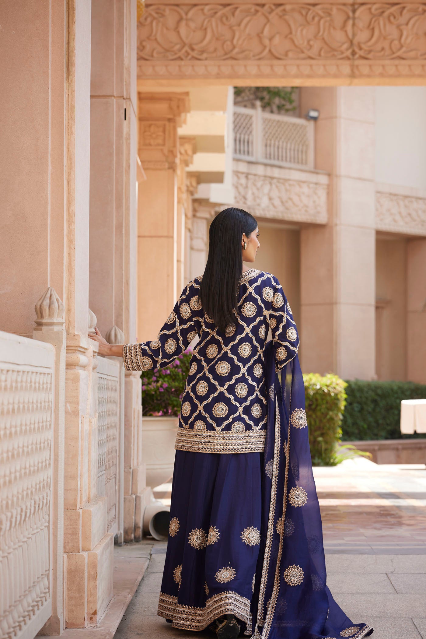 Navy Blue Sharara Set