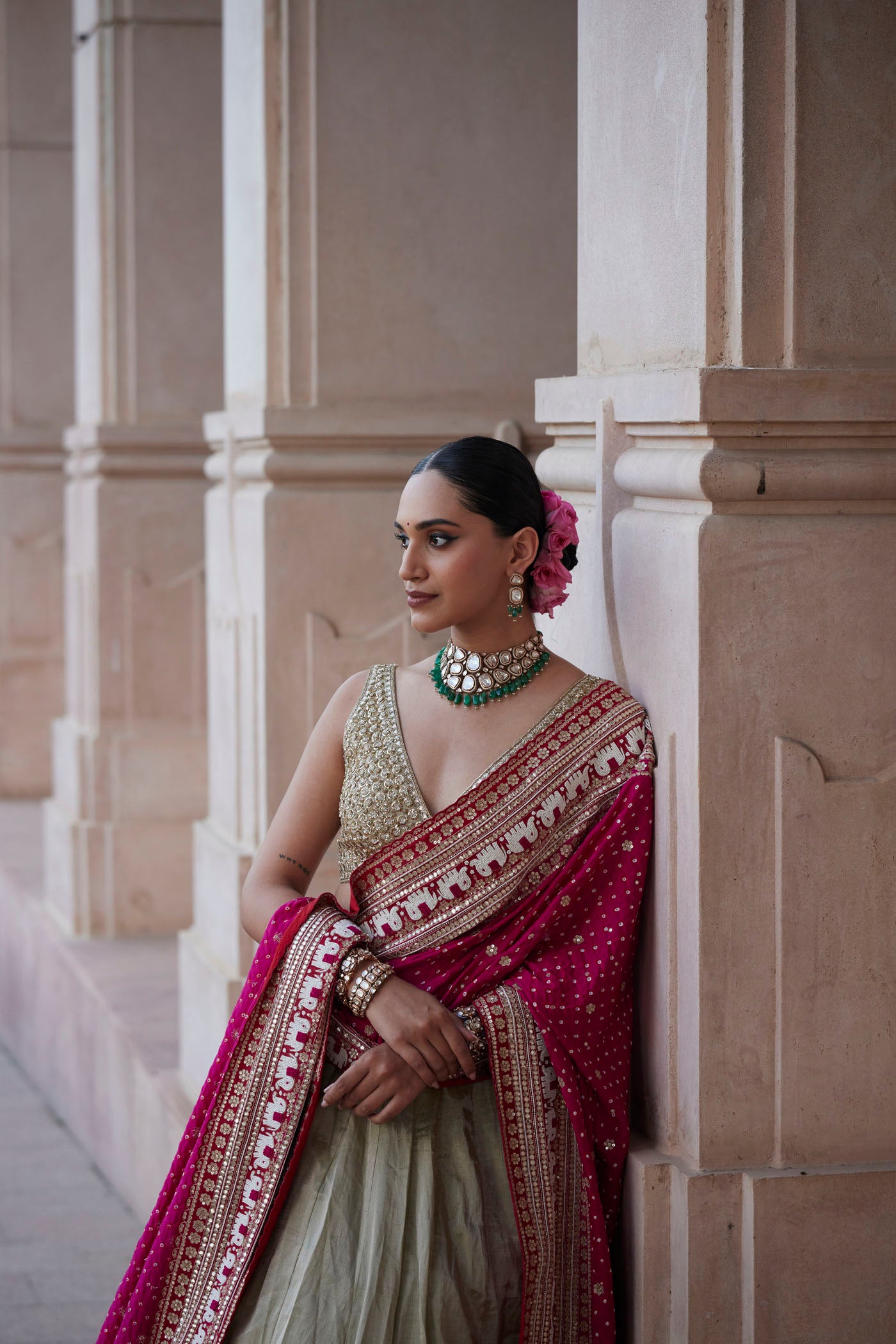Green Banarasi Lehenga Set