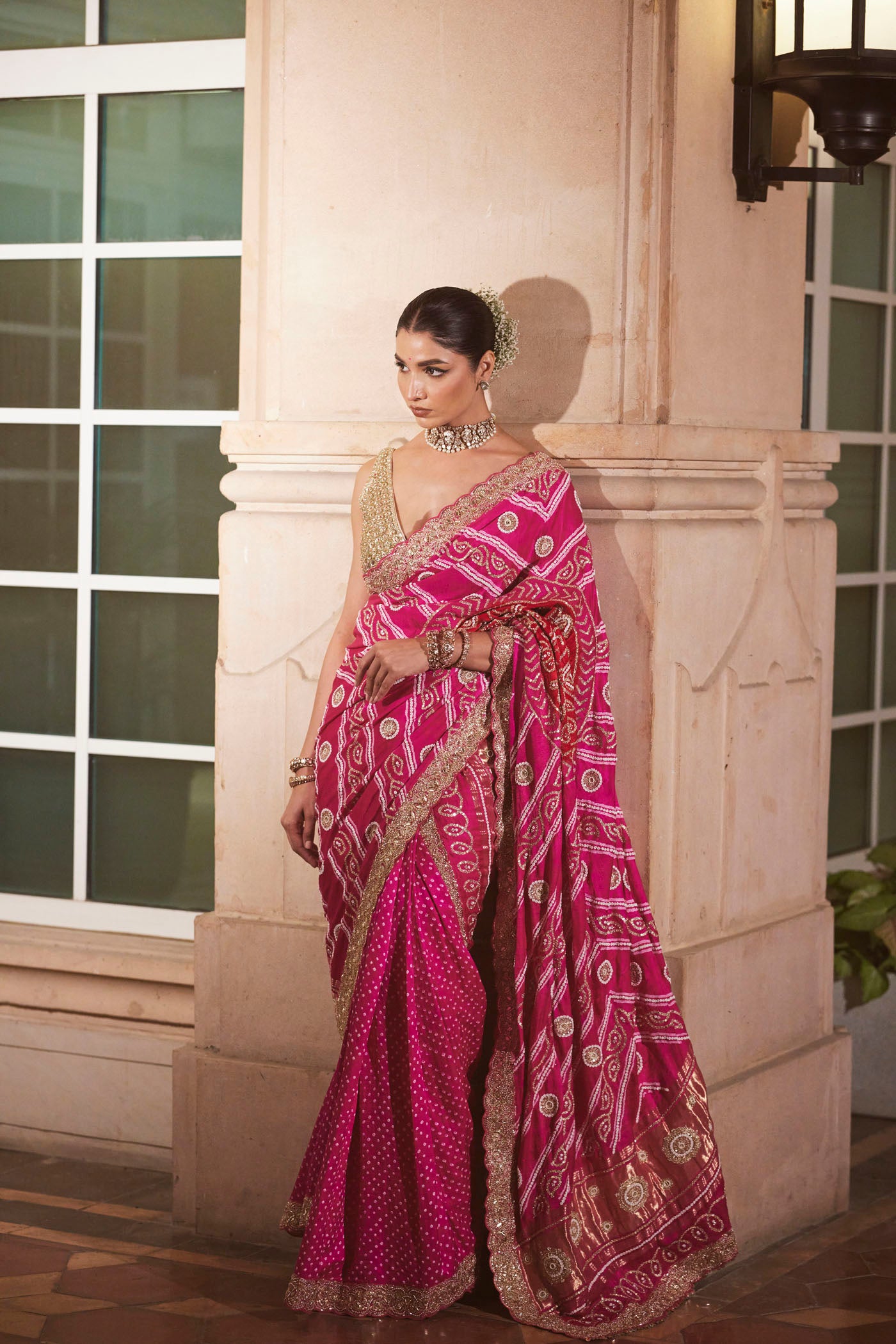 Red- Pink Saree Set