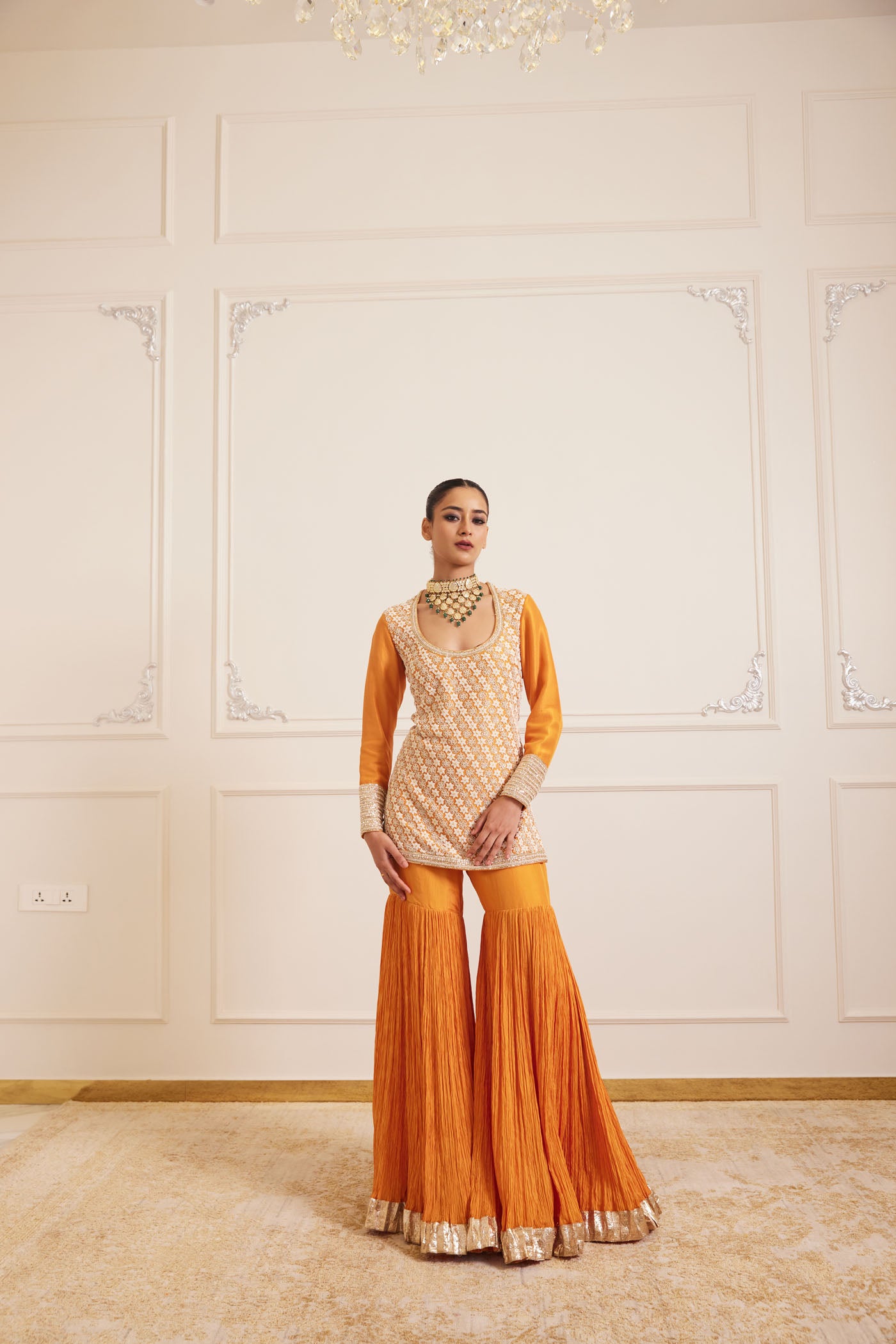 Marigold Sharara Set With Dupatta