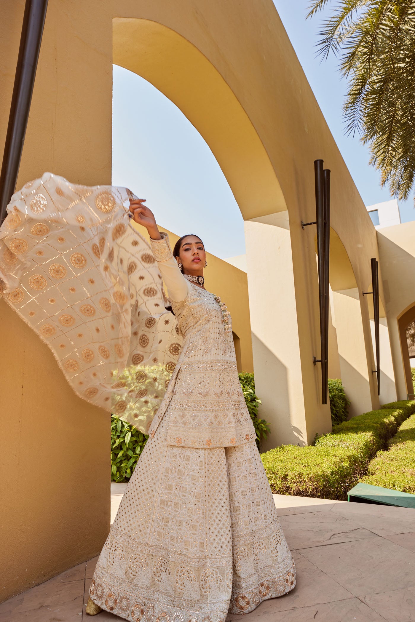 Ivory Chikankari Sharara Set