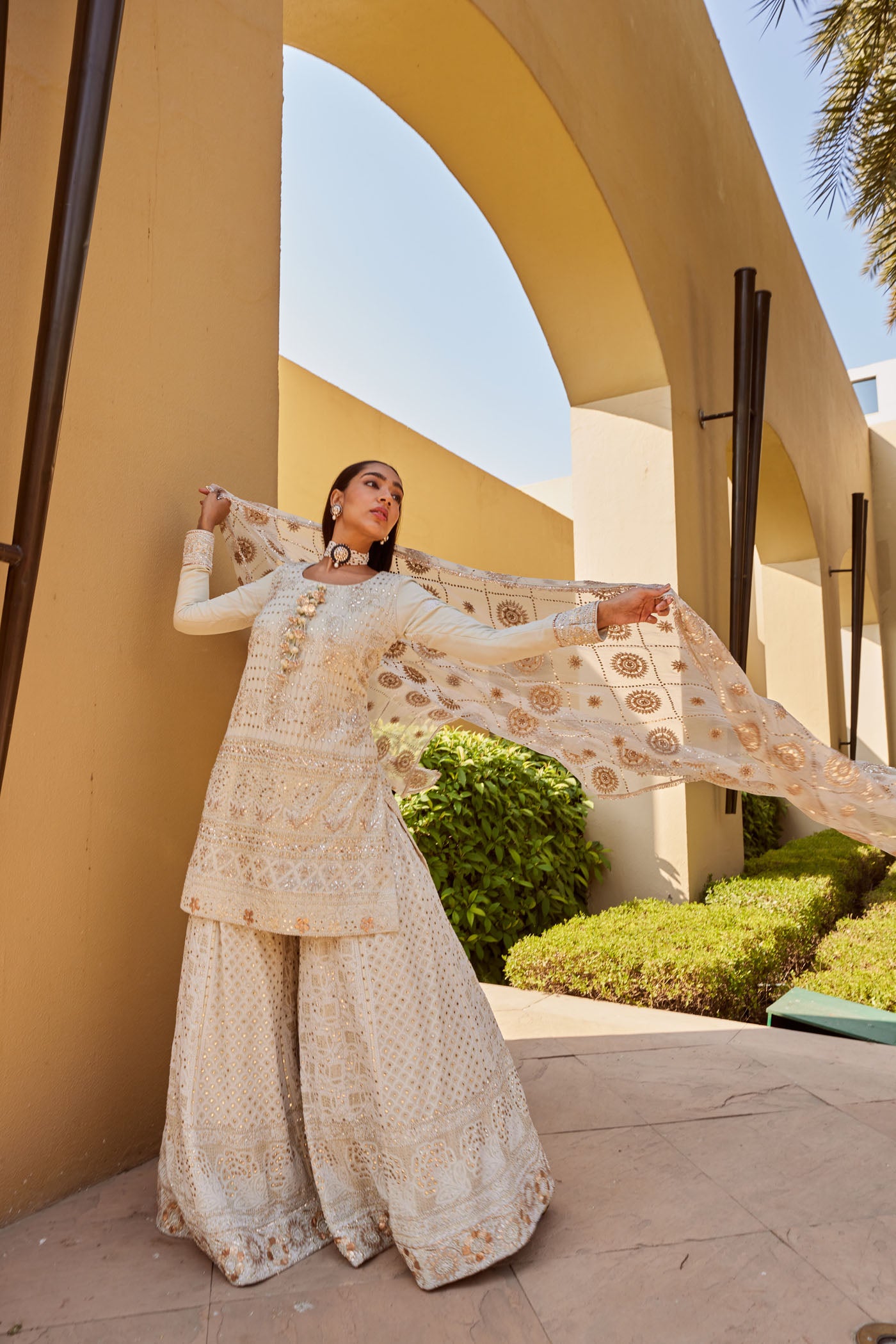 Ivory Chikankari Sharara Set