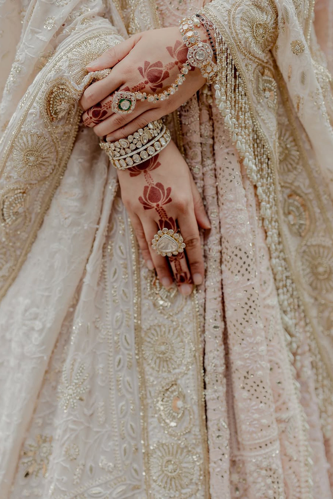 Ivory Mukaish Georgette Chikankari Lehenga Set