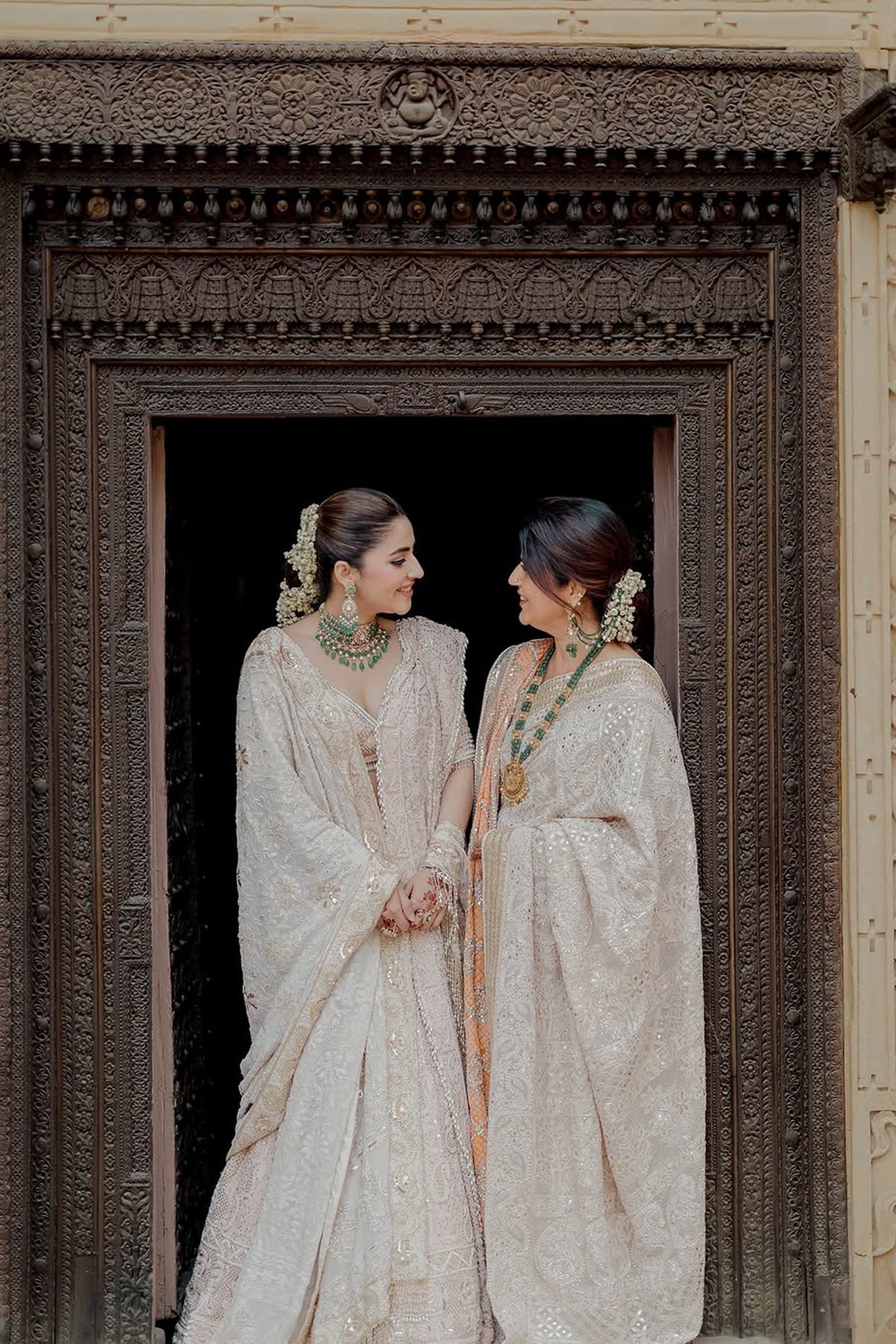 Ivory Mukaish Georgette Chikankari Lehenga Set