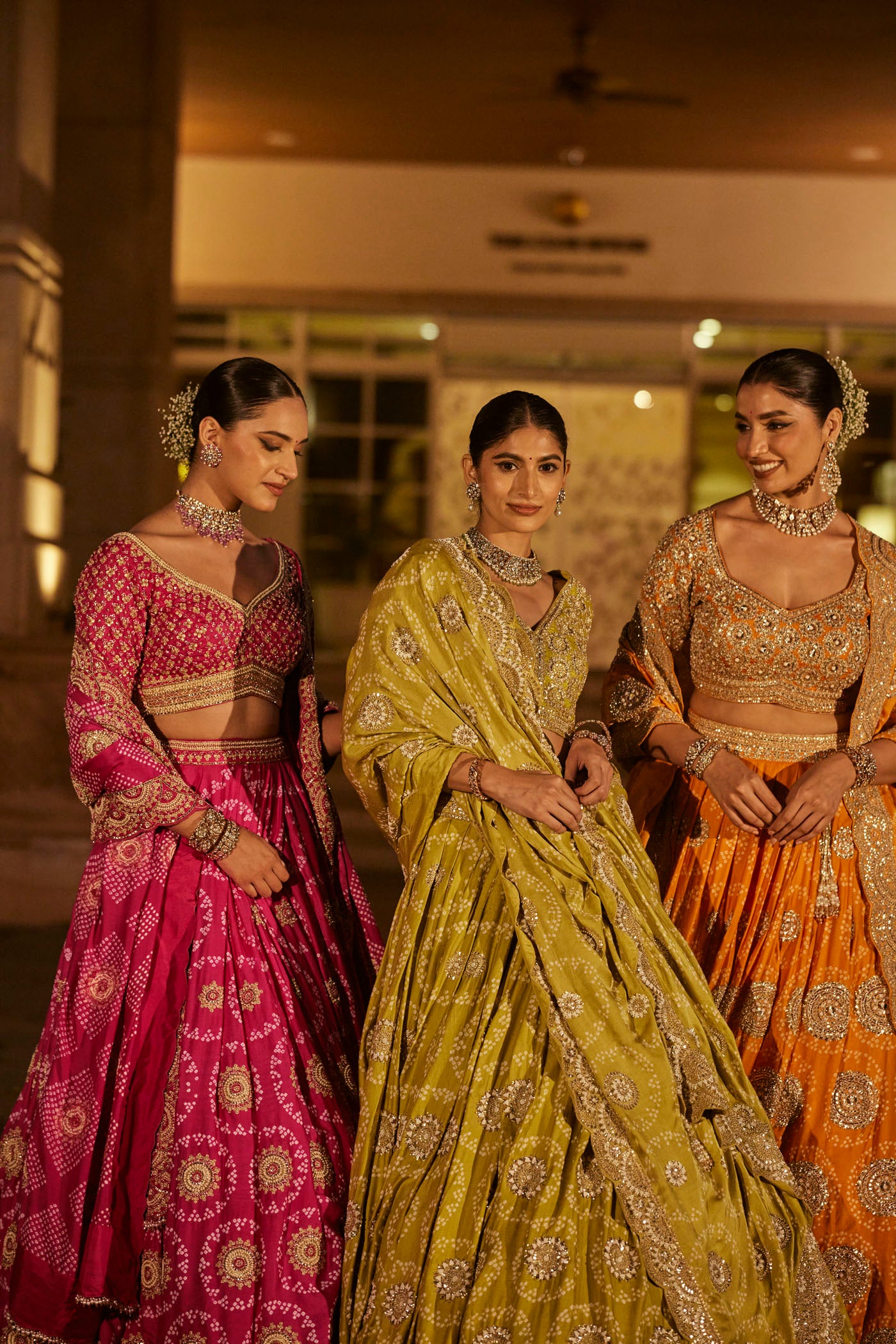 pink Silk Bandhani Lehenga Set