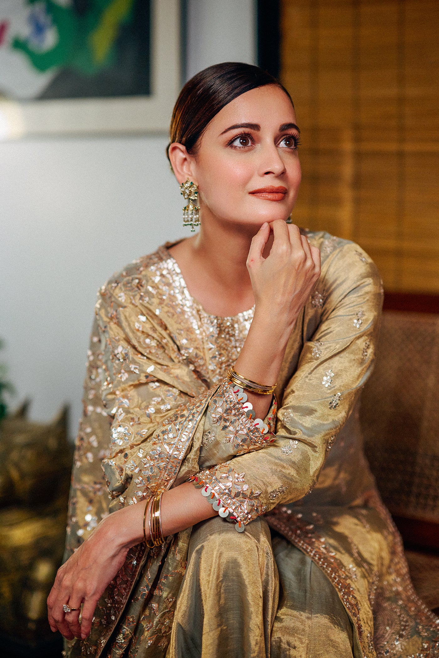 Gold Banarasi Heavy Tissue Sharara Set