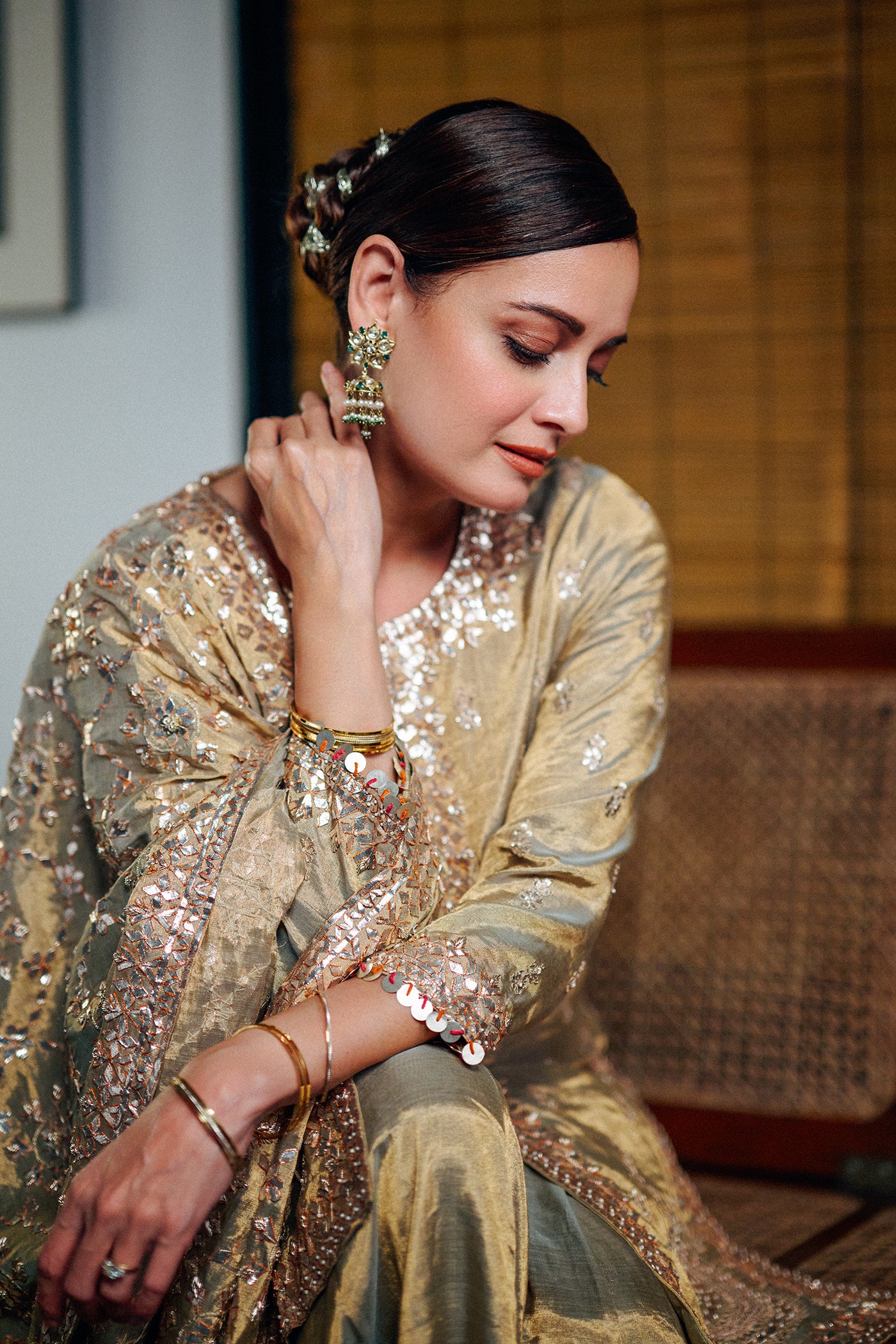 Gold Banarasi Heavy Tissue Sharara Set