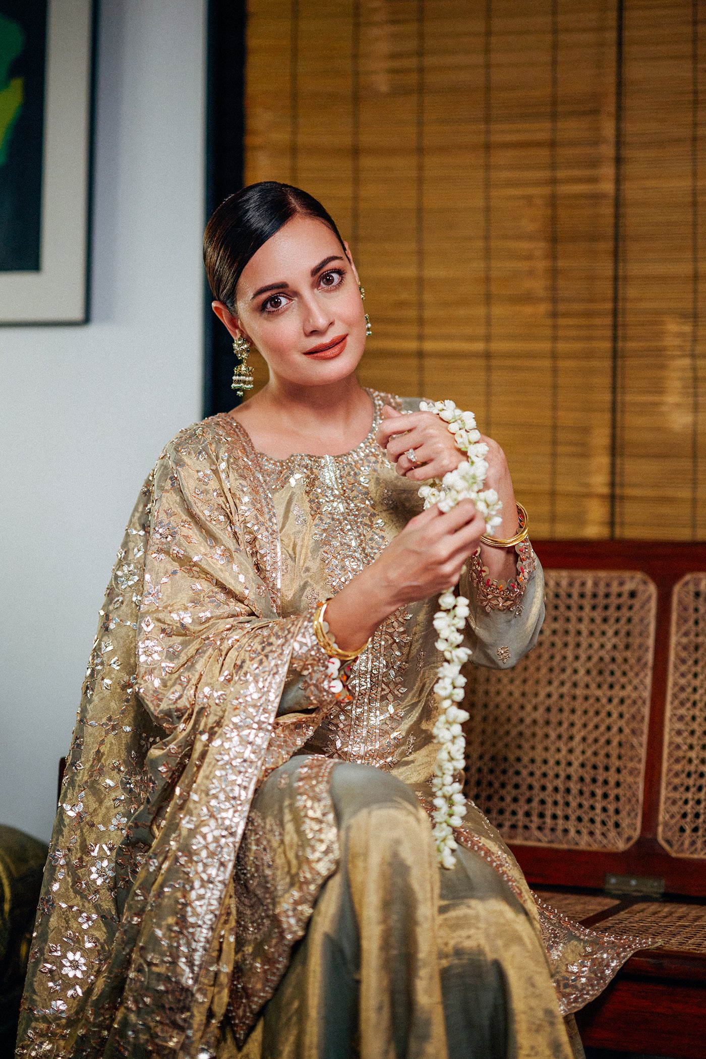 Gold Banarasi Heavy Tissue Sharara Set