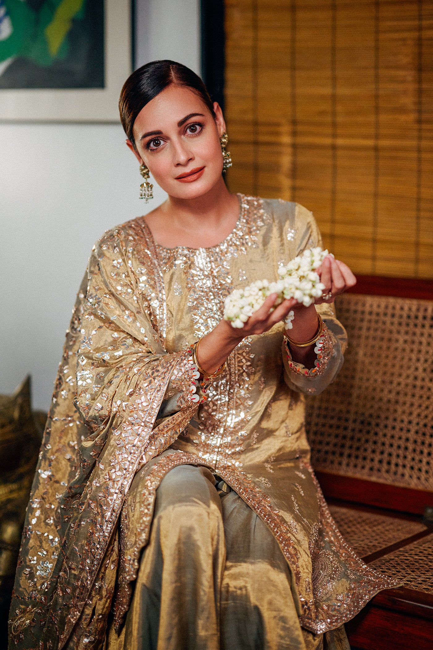 Gold Banarasi Heavy Tissue Sharara Set