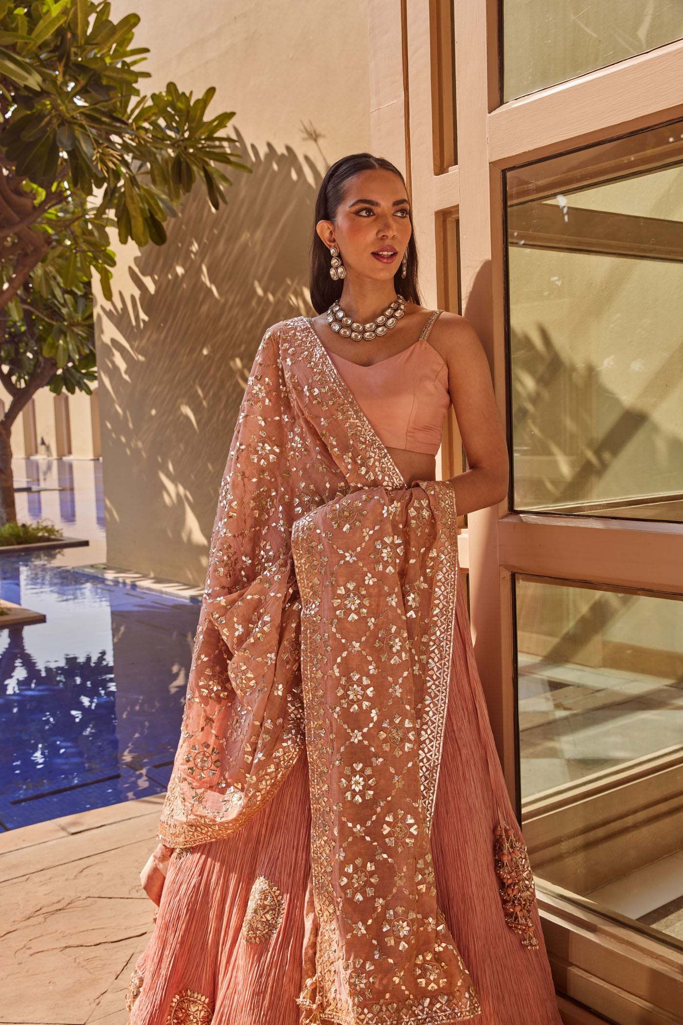 Onion pink Lehenga Set