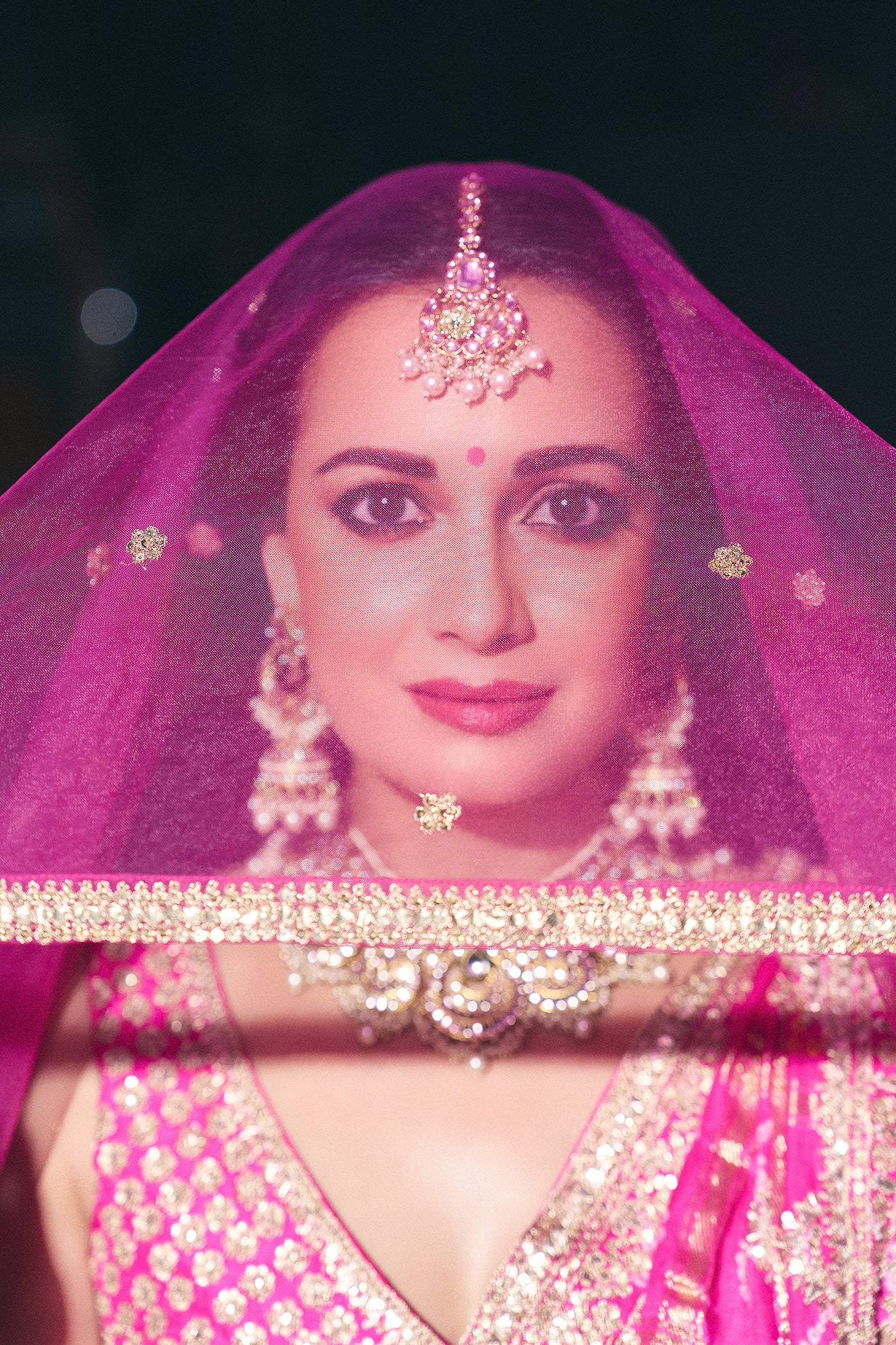 FUSCHIA PINK CRUSHED LEHENGA SET