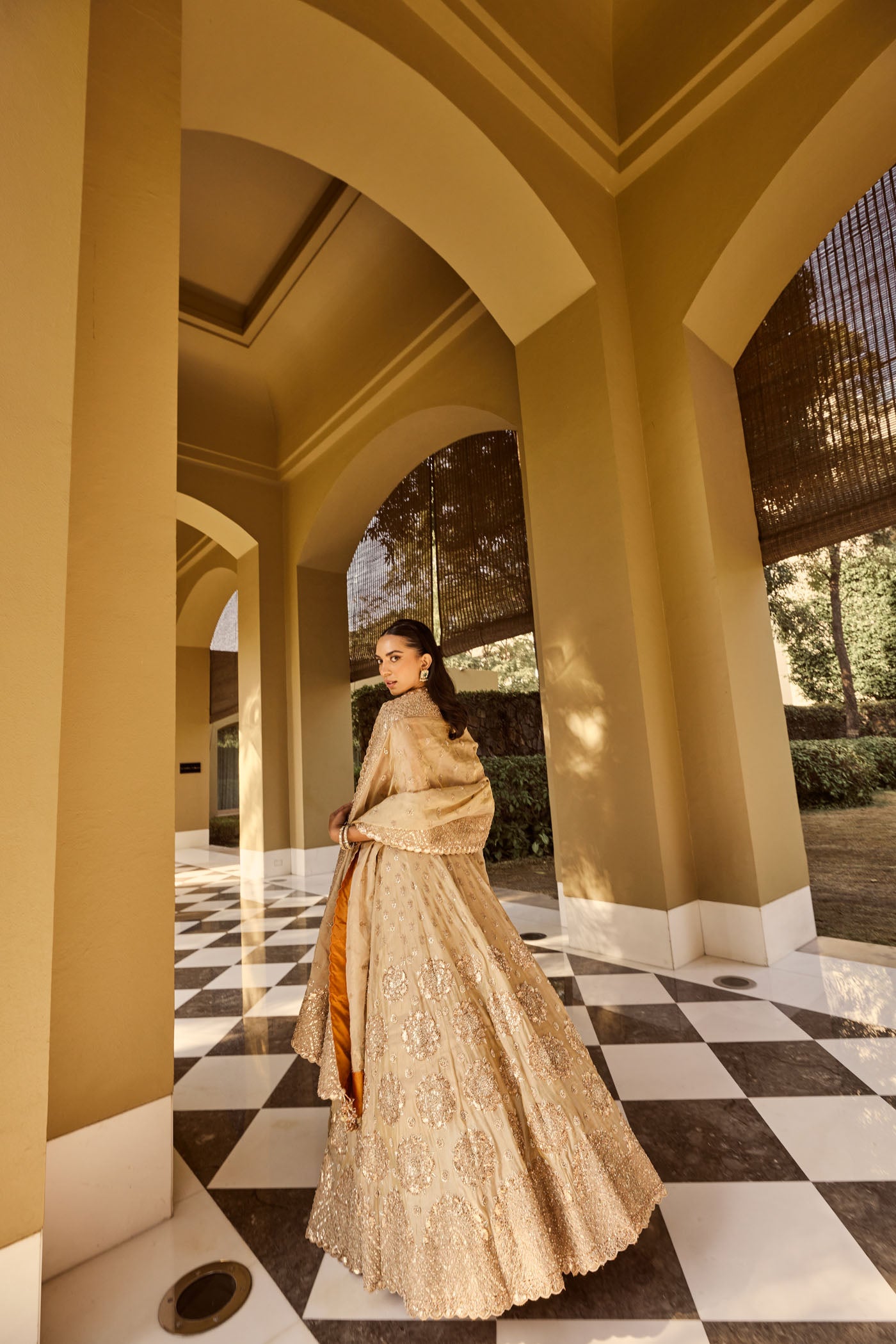 Golden bnarasi Lehenga Set