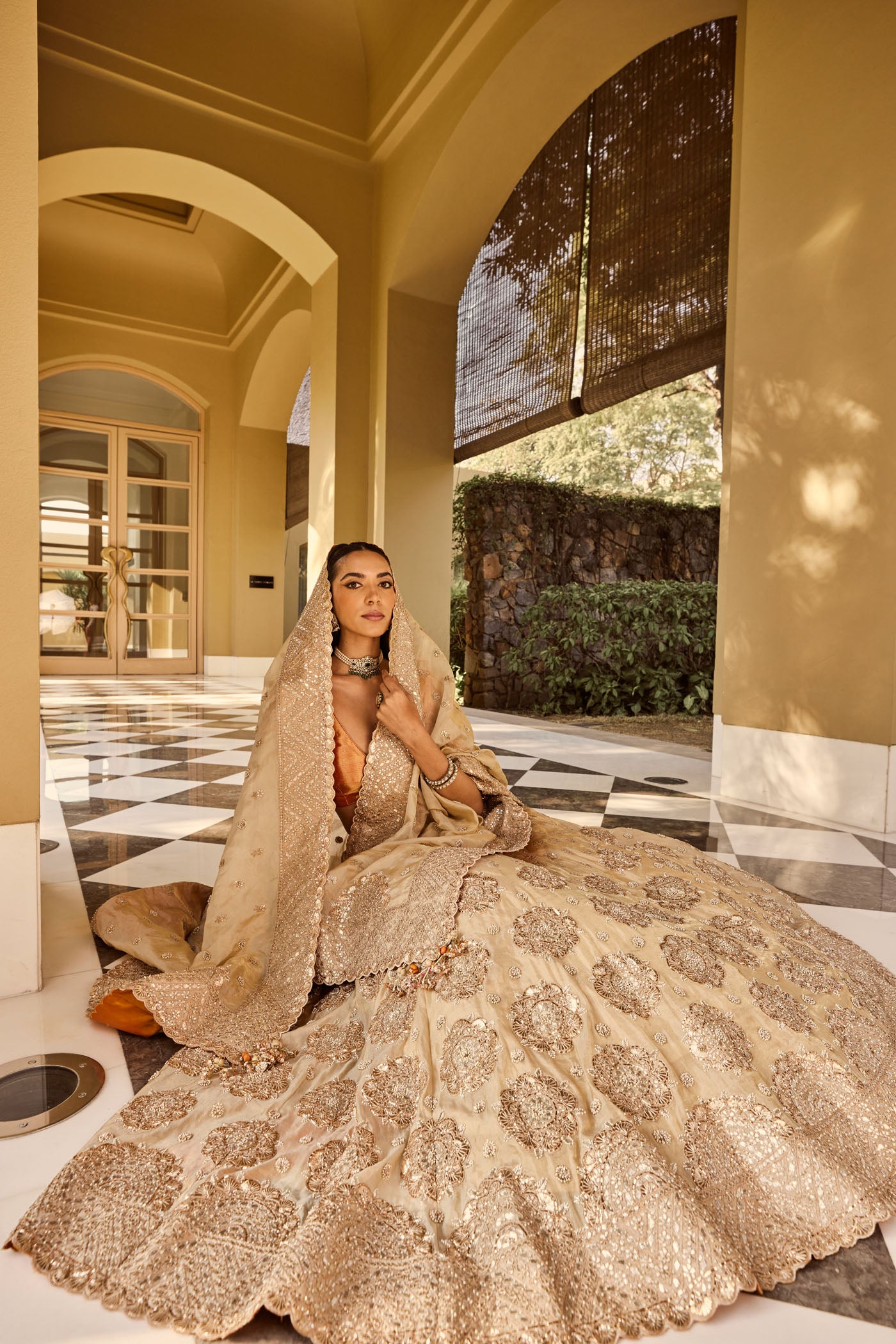 Golden bnarasi Lehenga Set