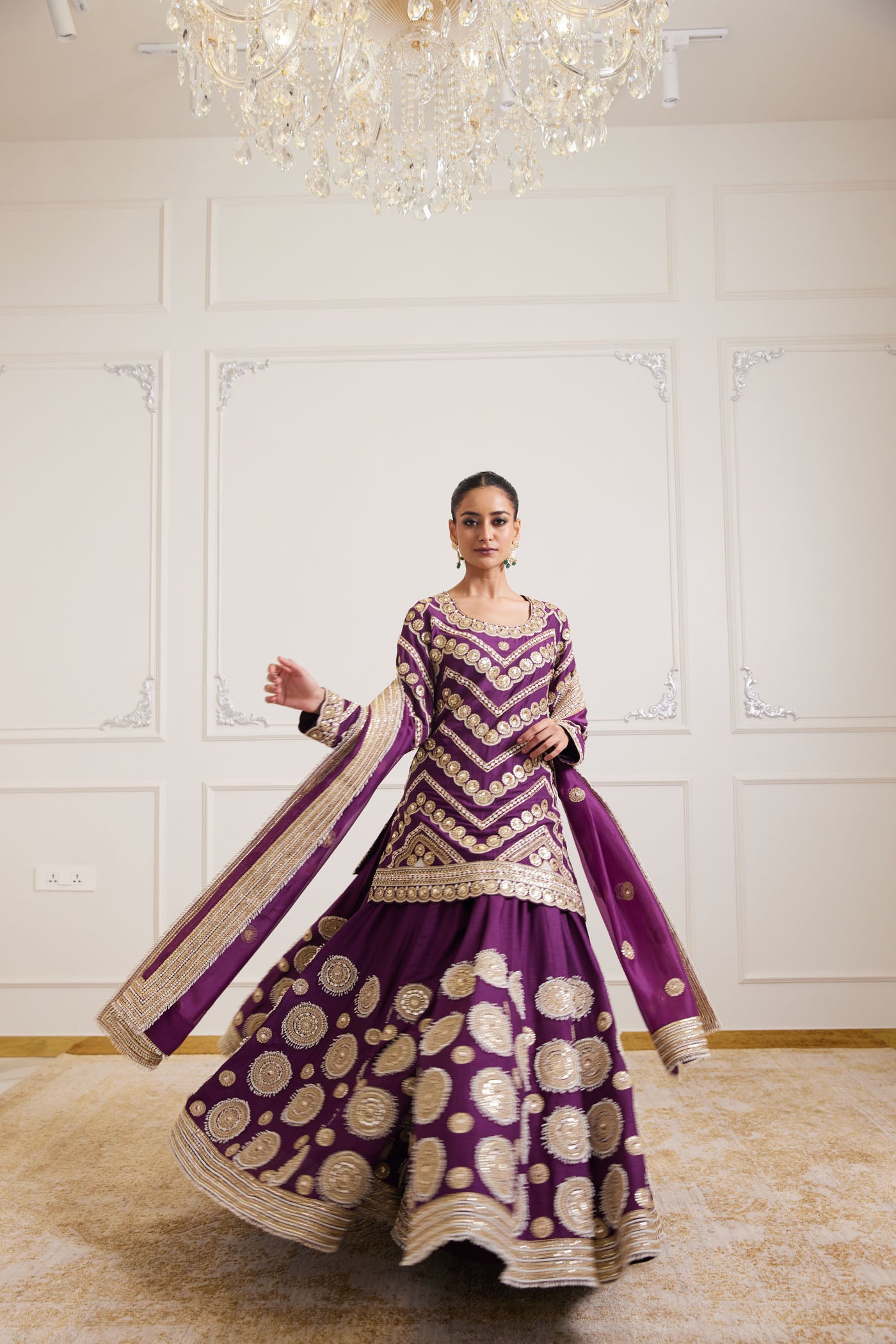 purple sharara set