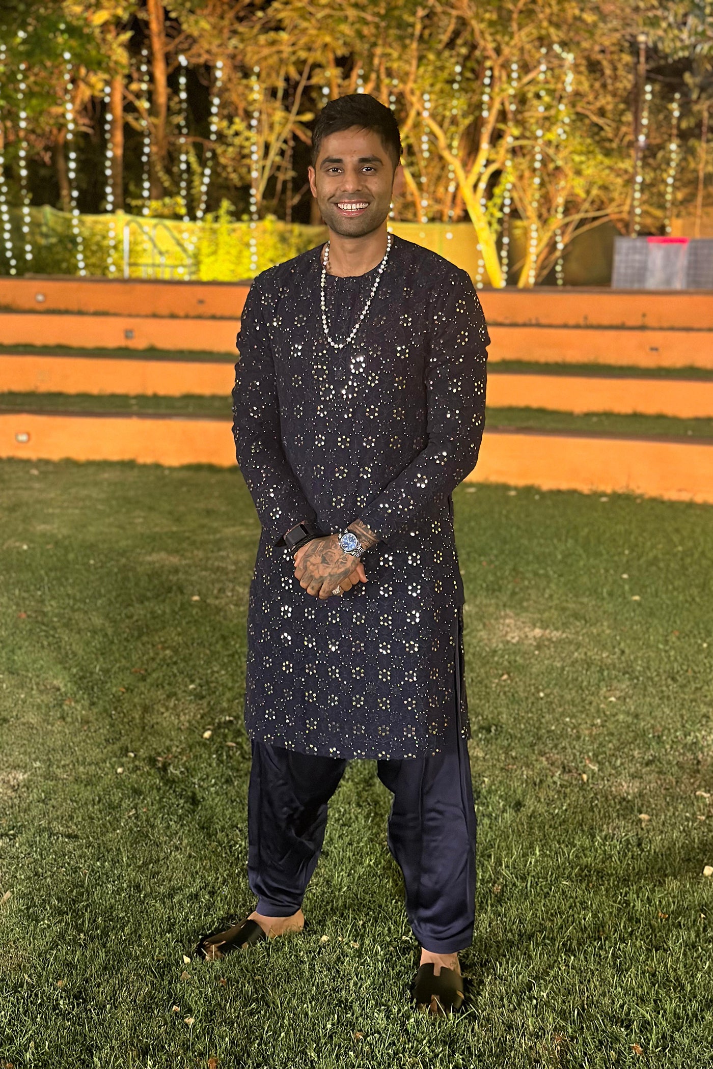 Navy Blue Mukaish Kurta Set