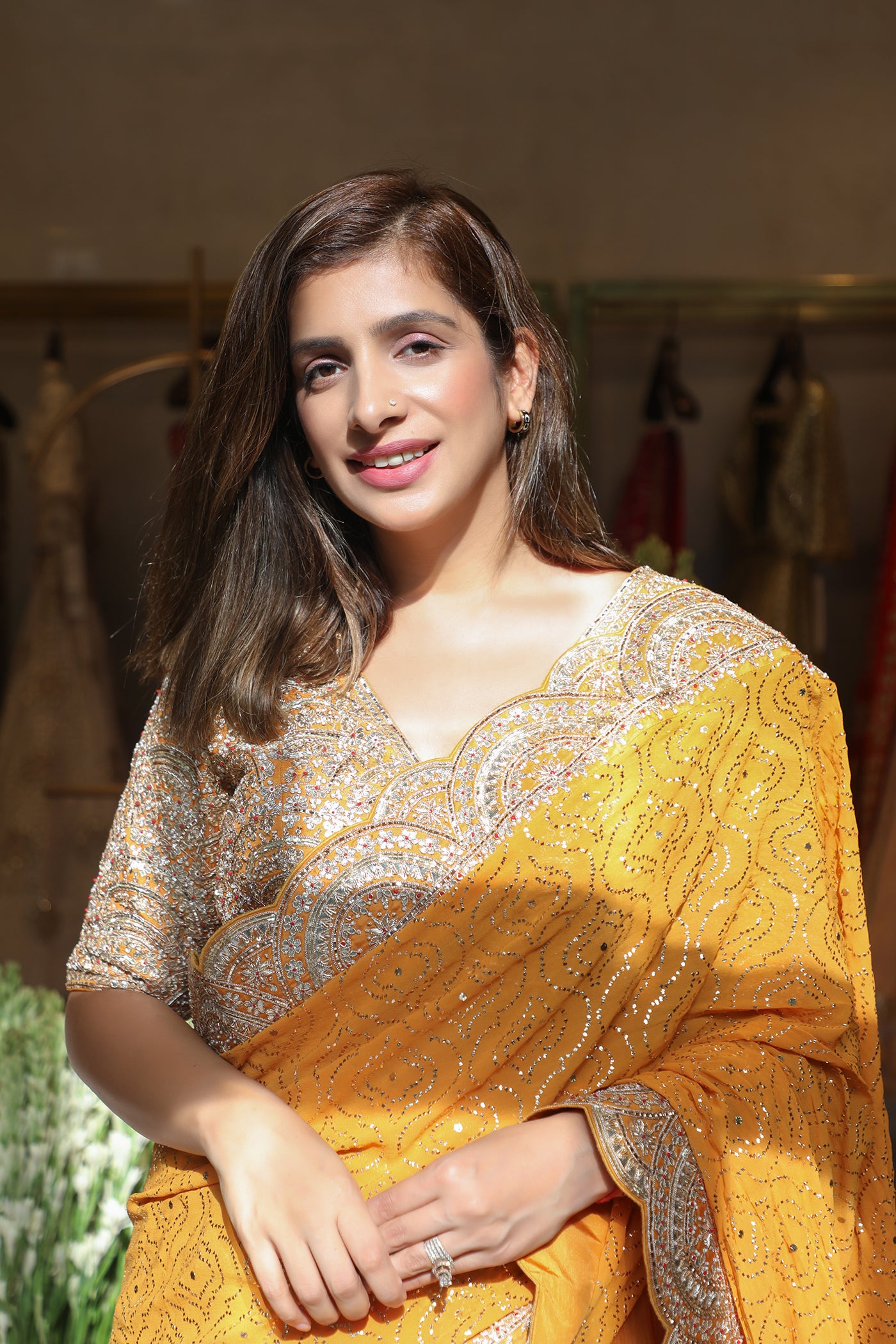 Mustard Embroidered Lehenga Set