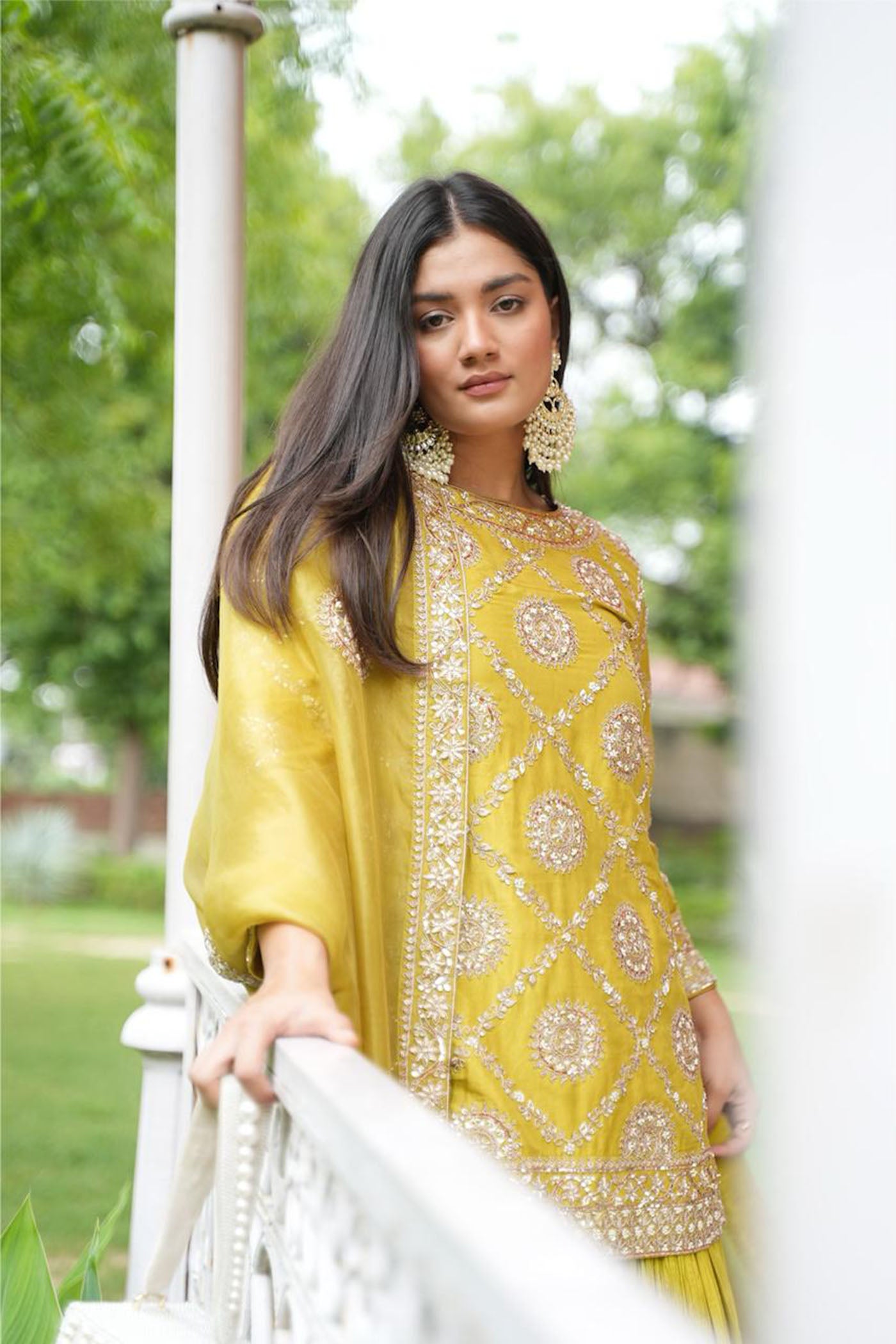 Green Crushed Sharara Set