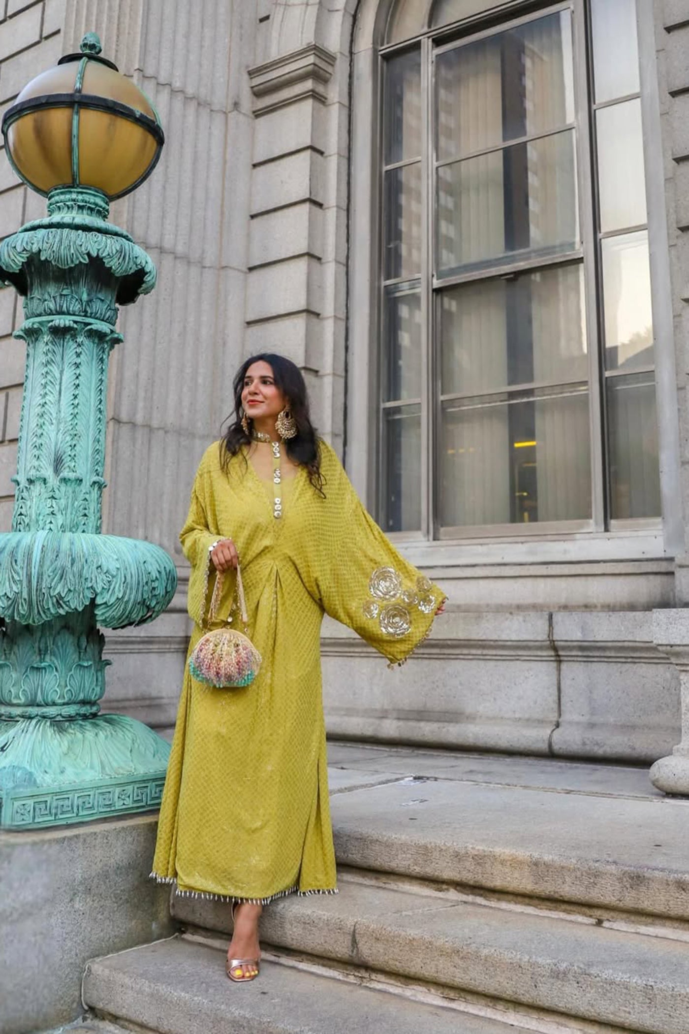 Mehendi Green Kaftan Set