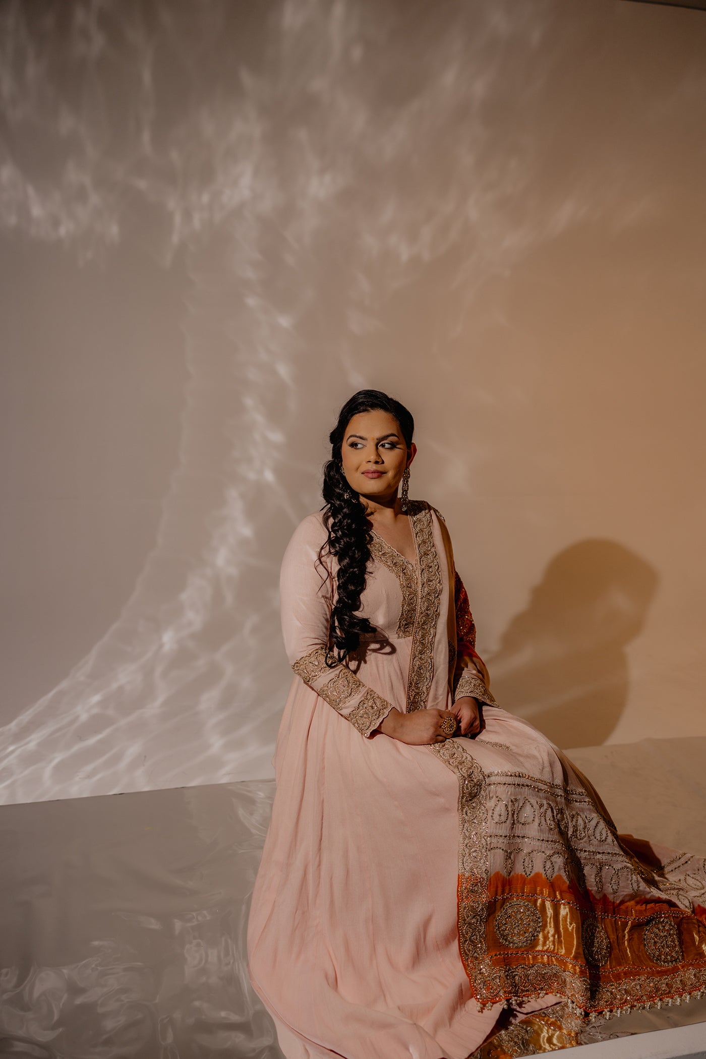 Peach Embroidered Anarkali Set