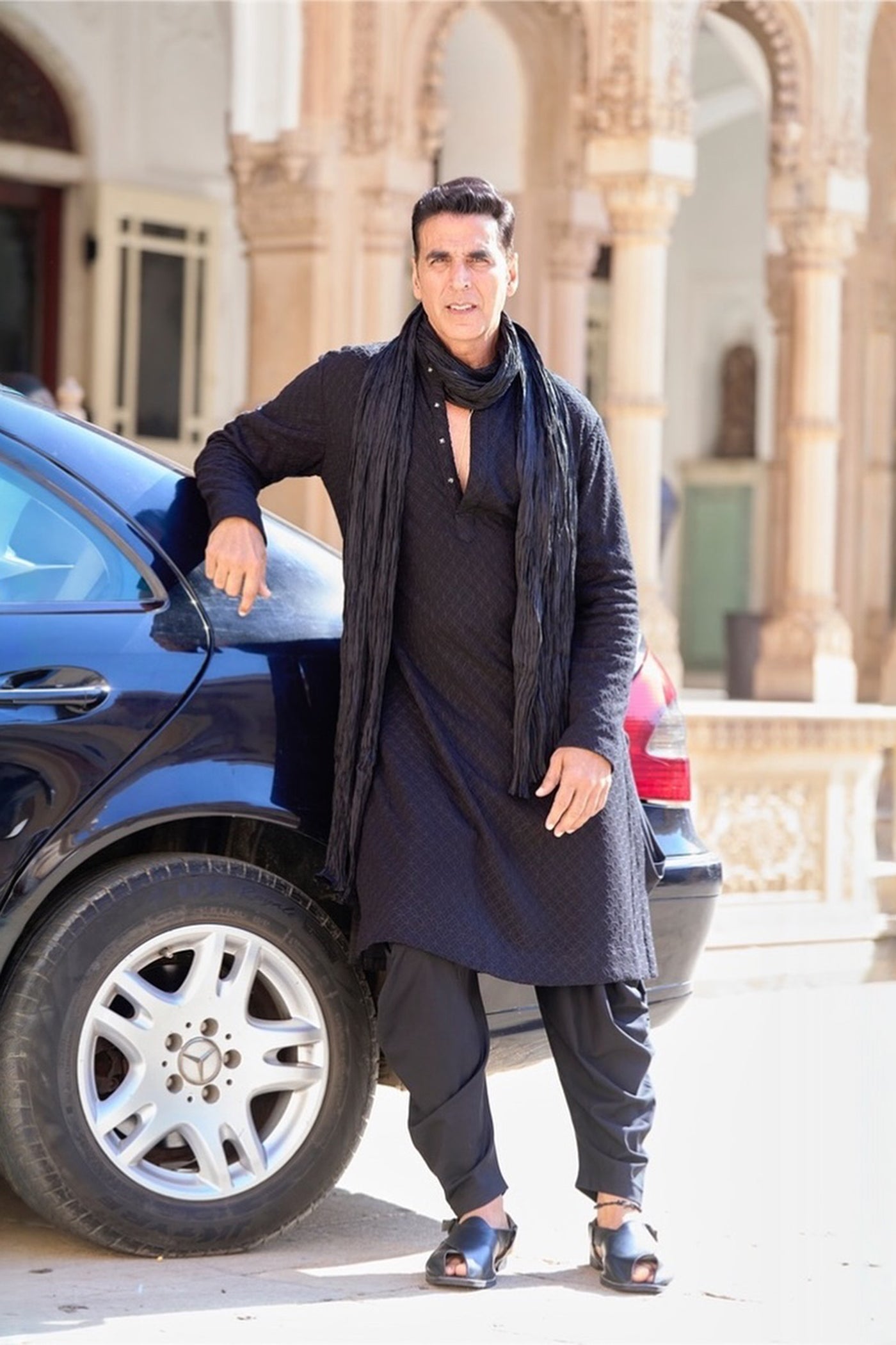 CHARCOL BLACK GEORGETTE CHIKANKARI KURTA SET