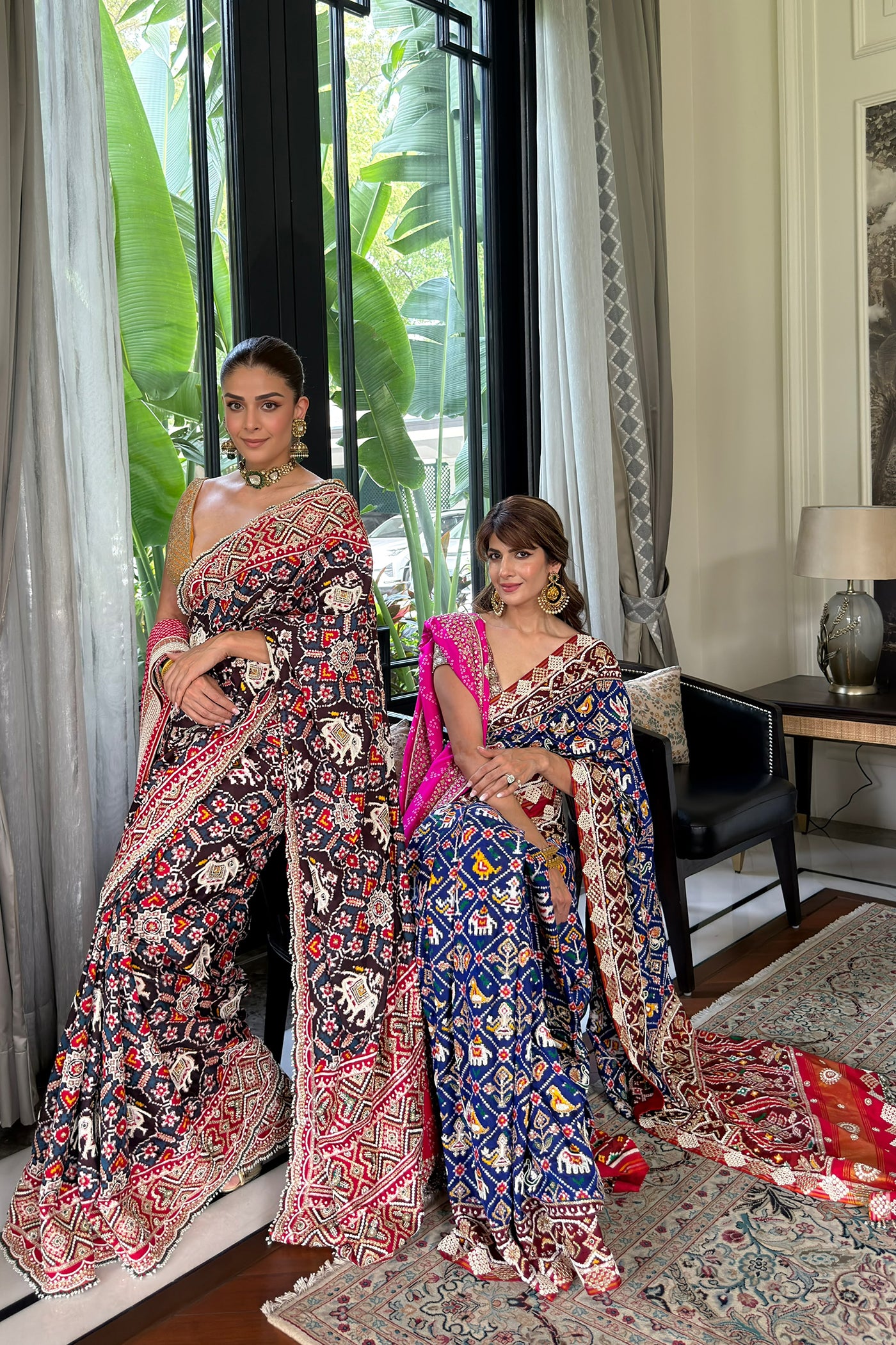 NAGAR SISTERS IN Navy Blue Patola Heritage Saree Set