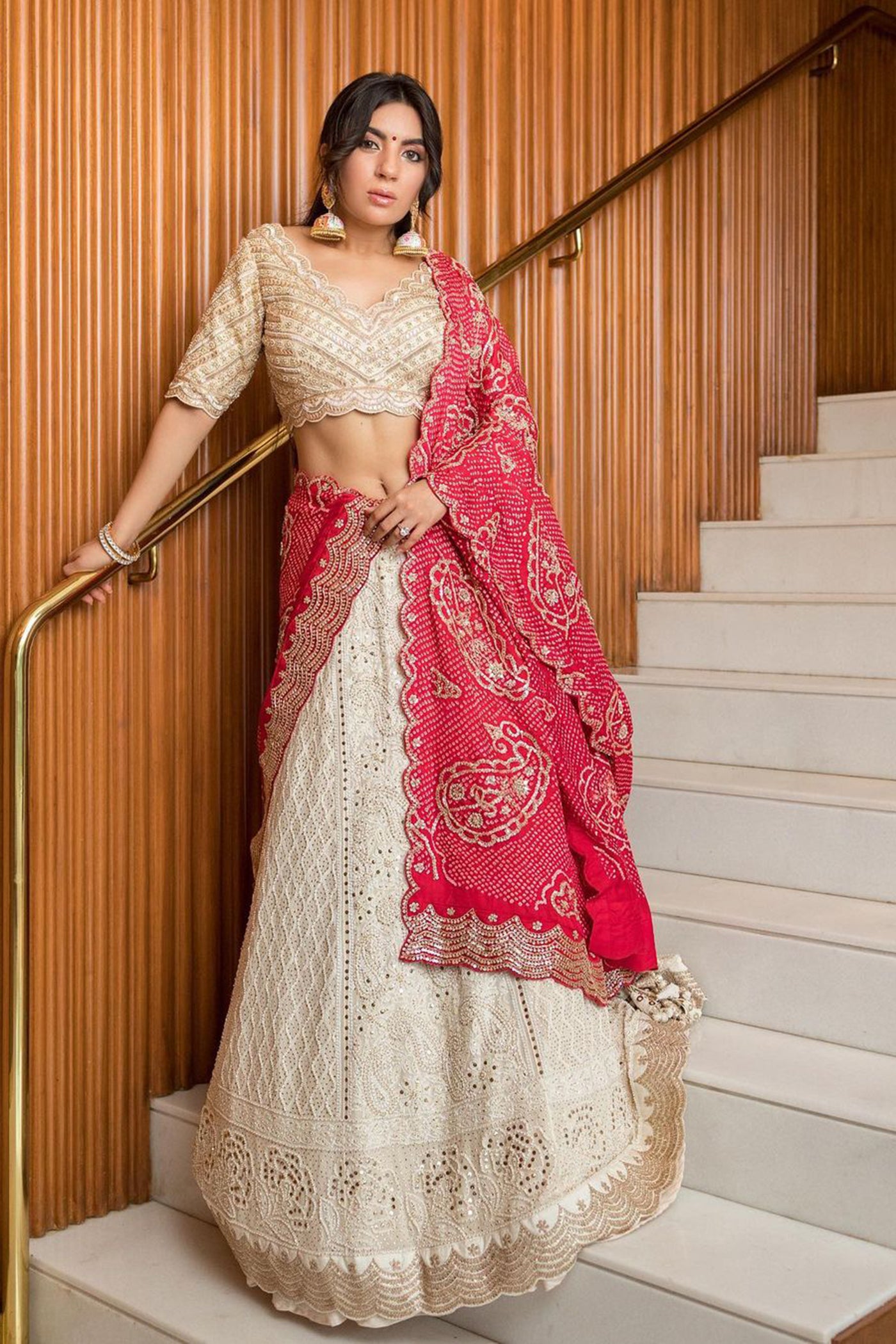 Ivory Embroidered Lehenga Set