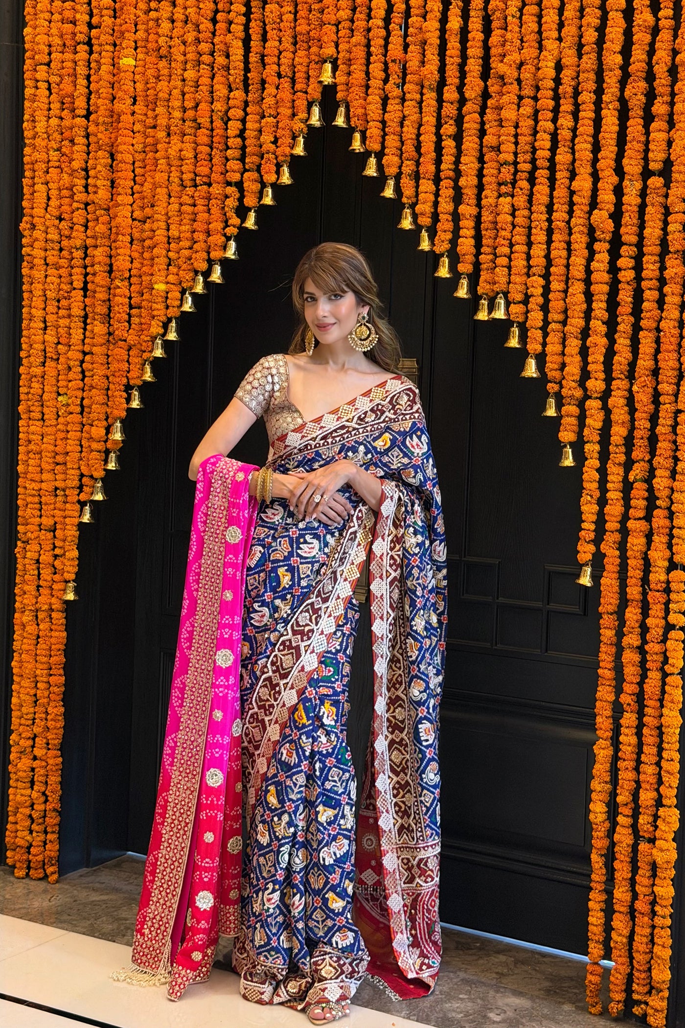 NAGAR SISTERS IN Royal Blue Patola Heritage Saree Set