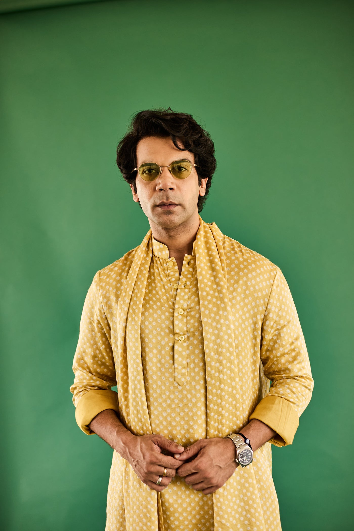 YELLOW DOT BANDHANI GAJJI SILK KURTA SET